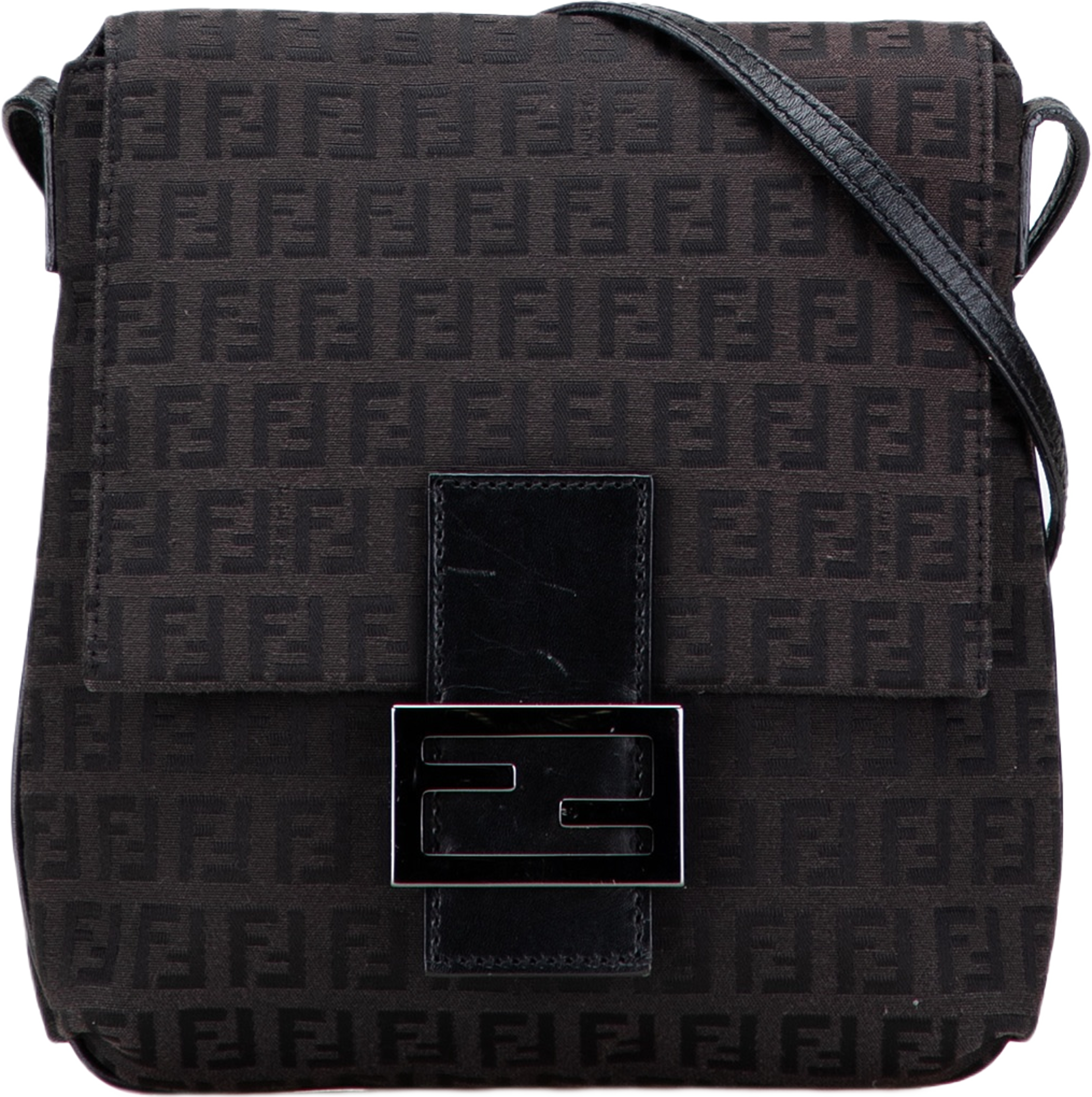 Fendi Zucchino Canvas Crossbody, från Luxclusif, i färgen dark brown. Klicka för att öppna bilden i stort format