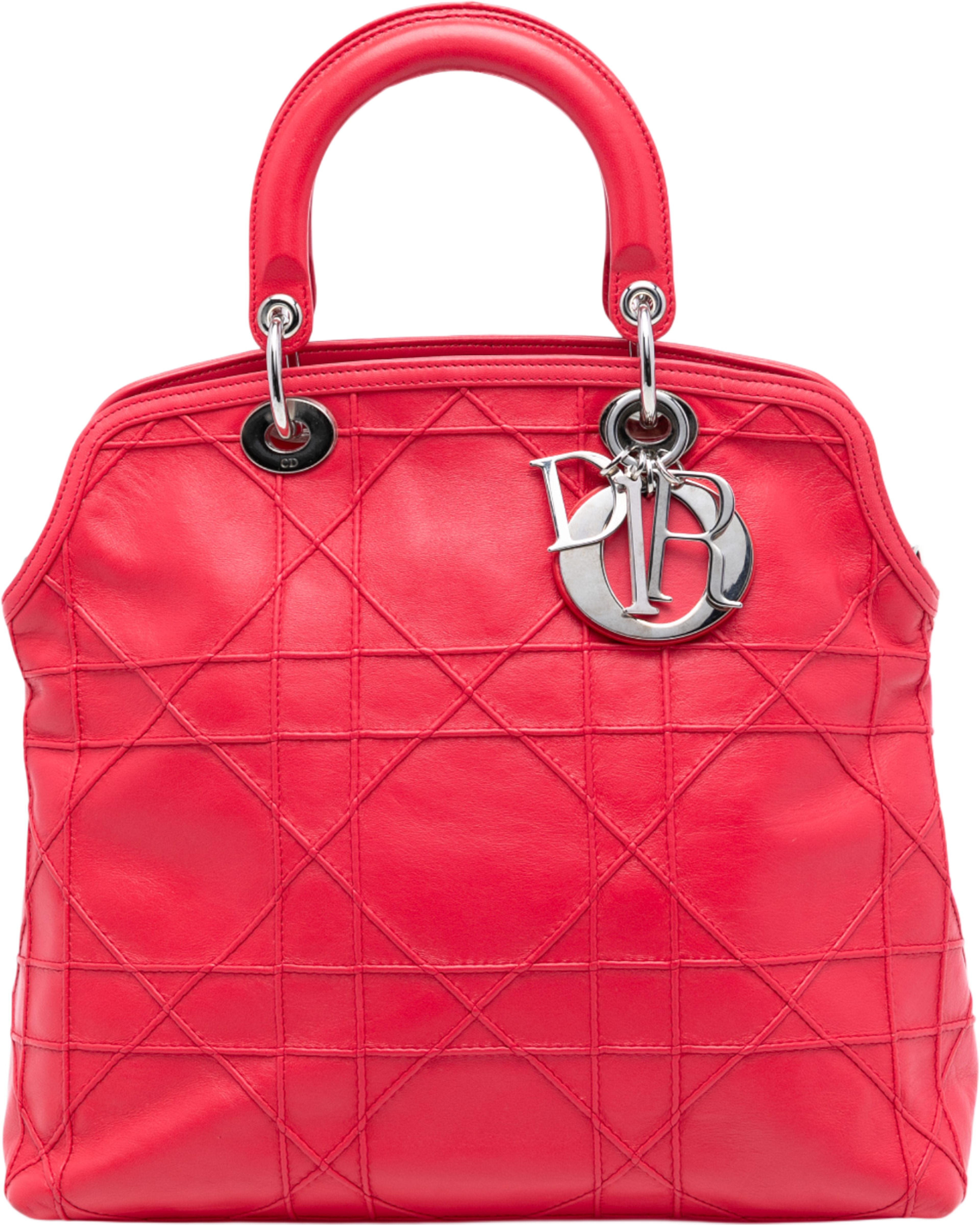 Dior Medium Lambskin Cannage Polochon Granville Satchel, från Luxclusif, i färgen red. Klicka för att öppna bilden i stort format