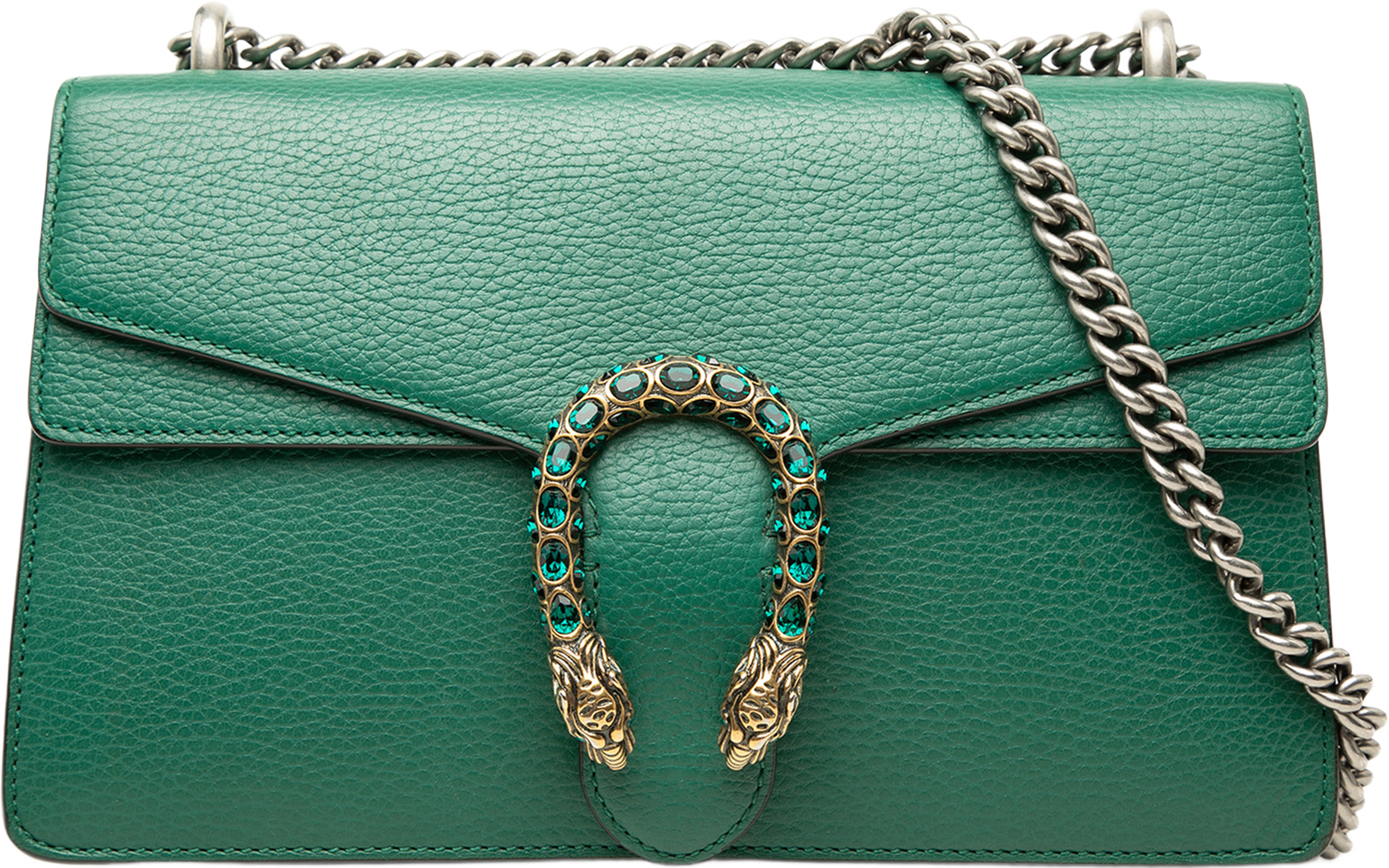 Gucci Medium Leather Dionysus Shoulder Bag, från Luxclusif, i färgen grön. Klicka för att öppna bilden i stort format
