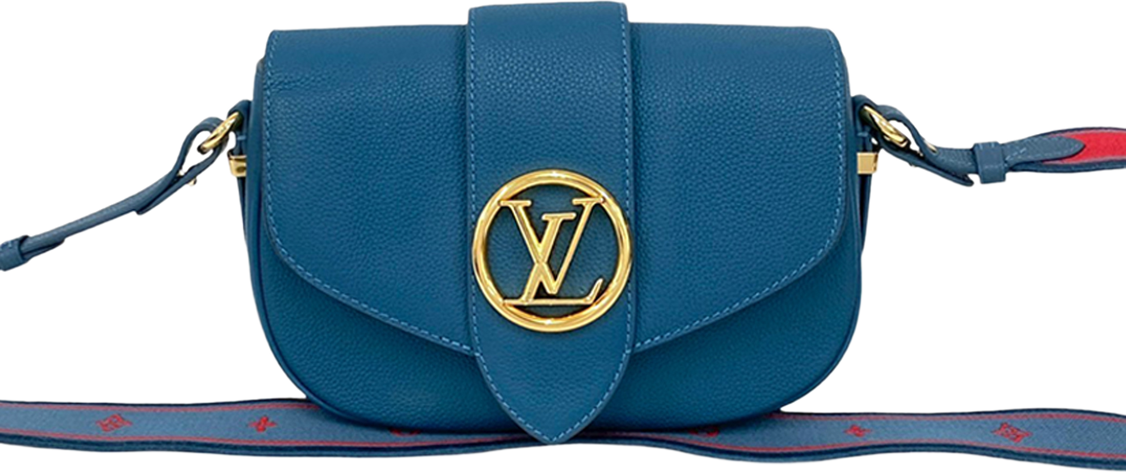 Louis Vuitton Grained Calfskin Lv Pont 9 Soft Mm, från Luxclusif, i färgen blue. Klicka för att öppna bilden i stort format