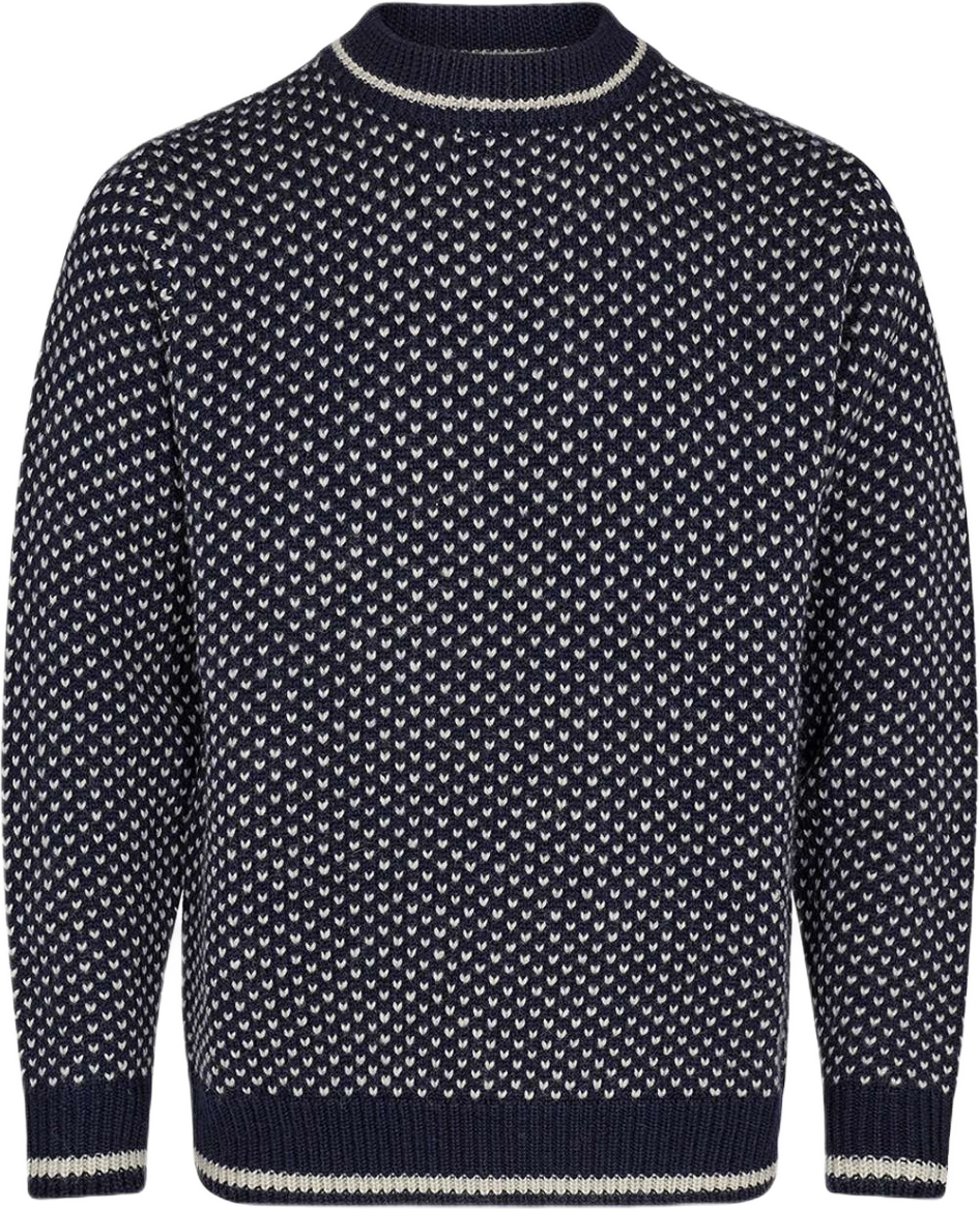Pullover "stickad" | 100% Ull | Blå