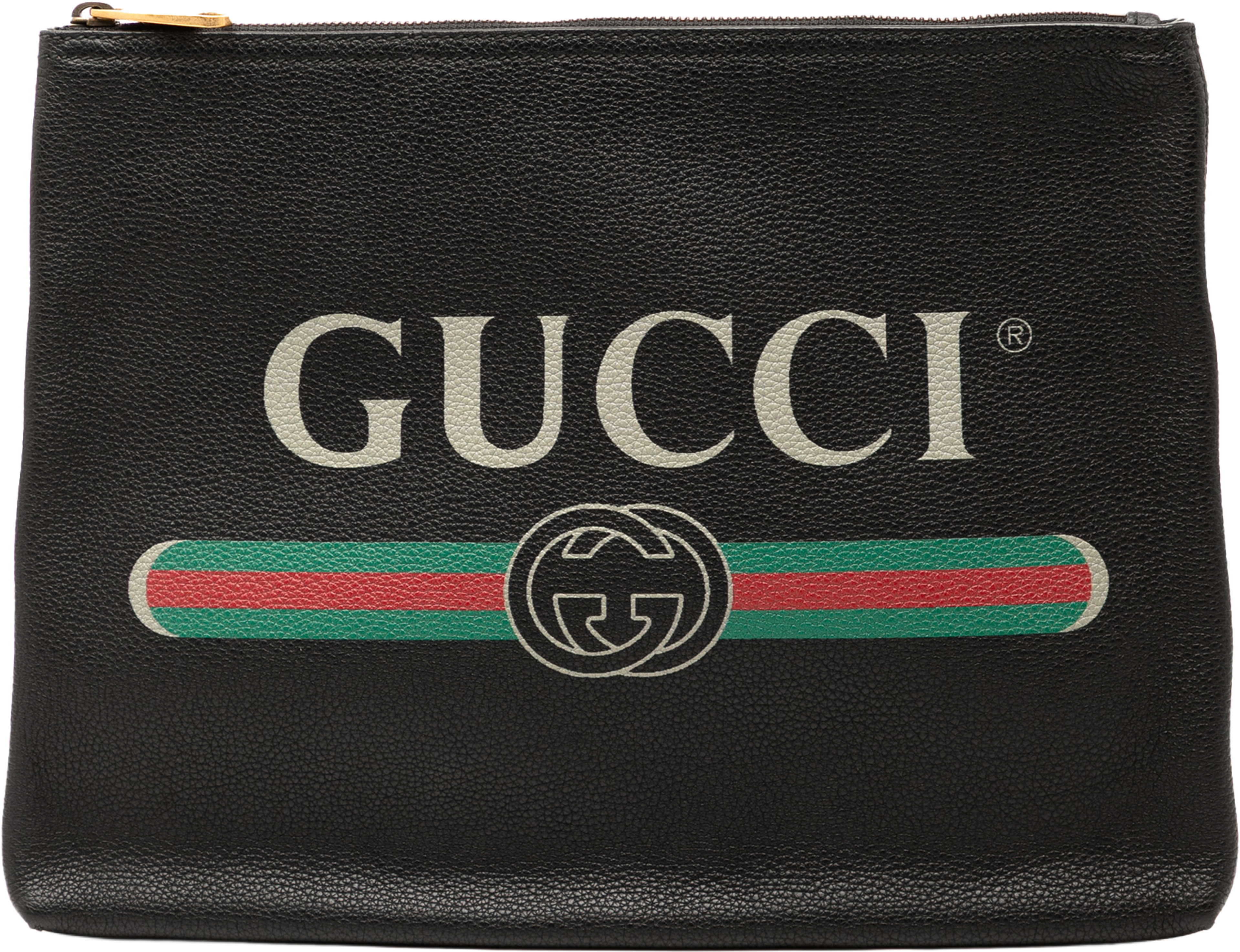 Gucci Medium Leather Logo Portfolio Clutch, från Luxclusif, i färgen black. Klicka för att öppna bilden i stort format