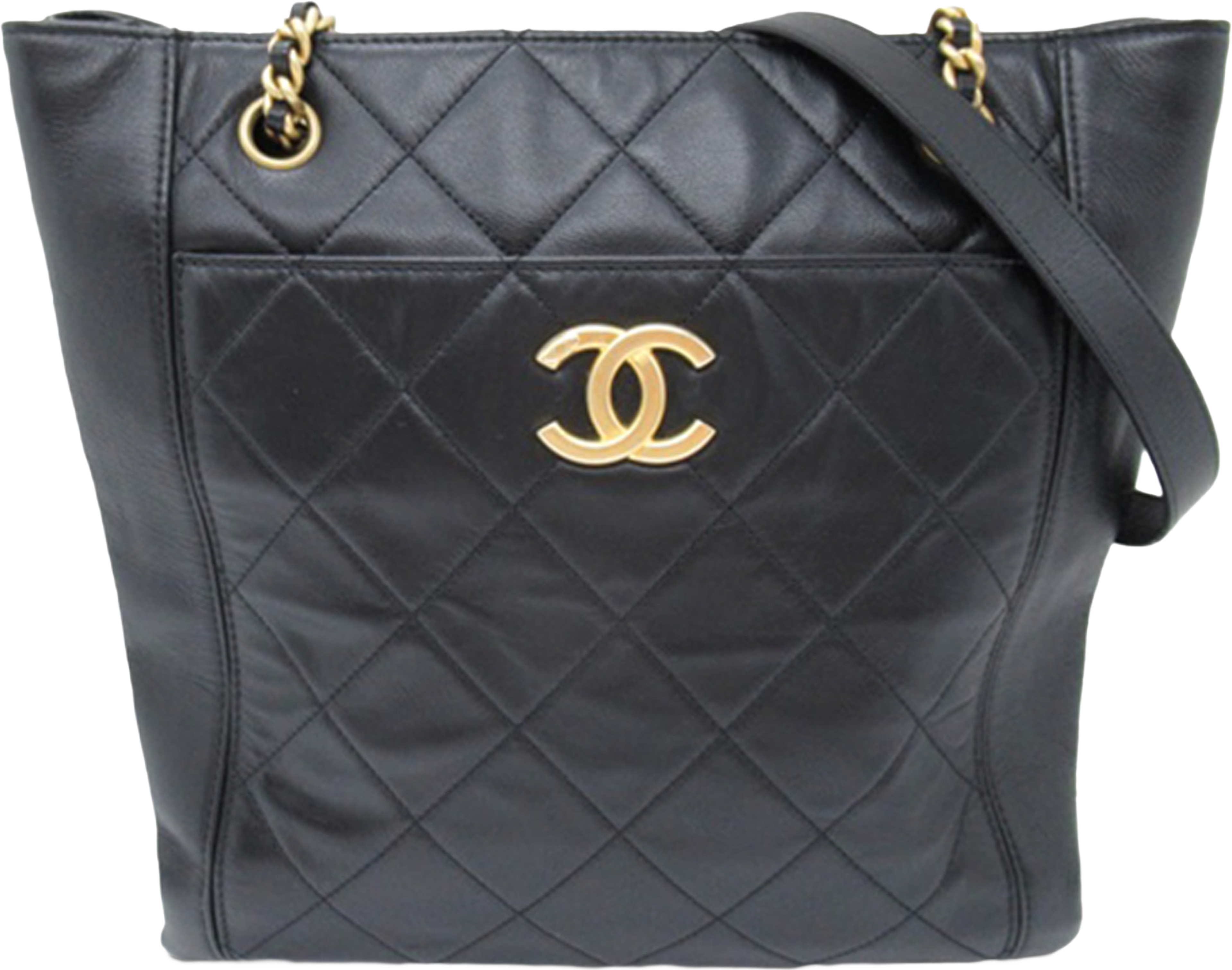 Chanel Cc Calfskin Front Pocket Shopping Tote