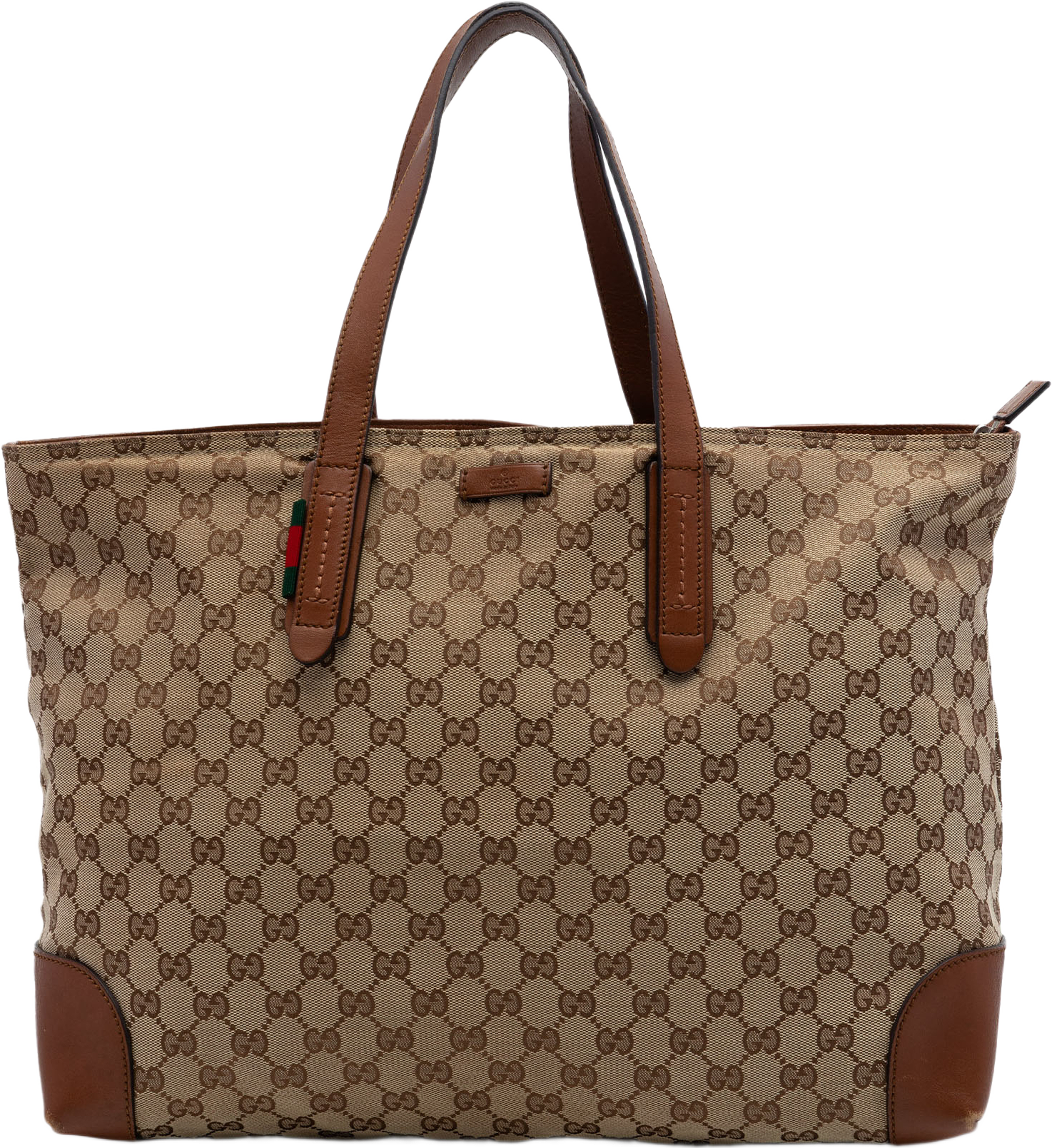 Gucci Gg Canvas Web Tote, från Luxclusif, i färgen beige. Klicka för att öppna bilden i stort format