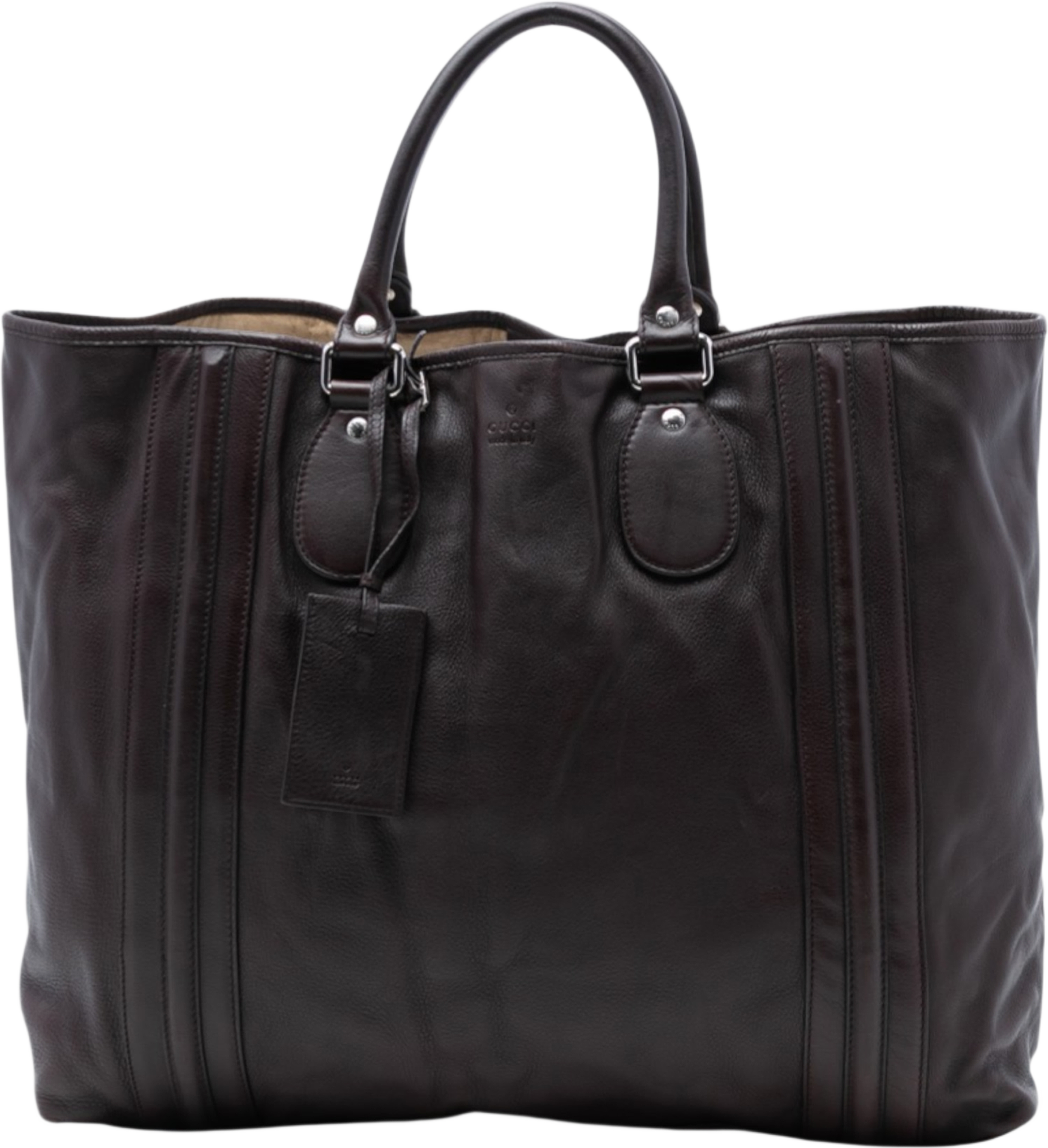Gucci Leather Tote, från Luxclusif, i färgen dark brown. Klicka för att öppna bilden i stort format