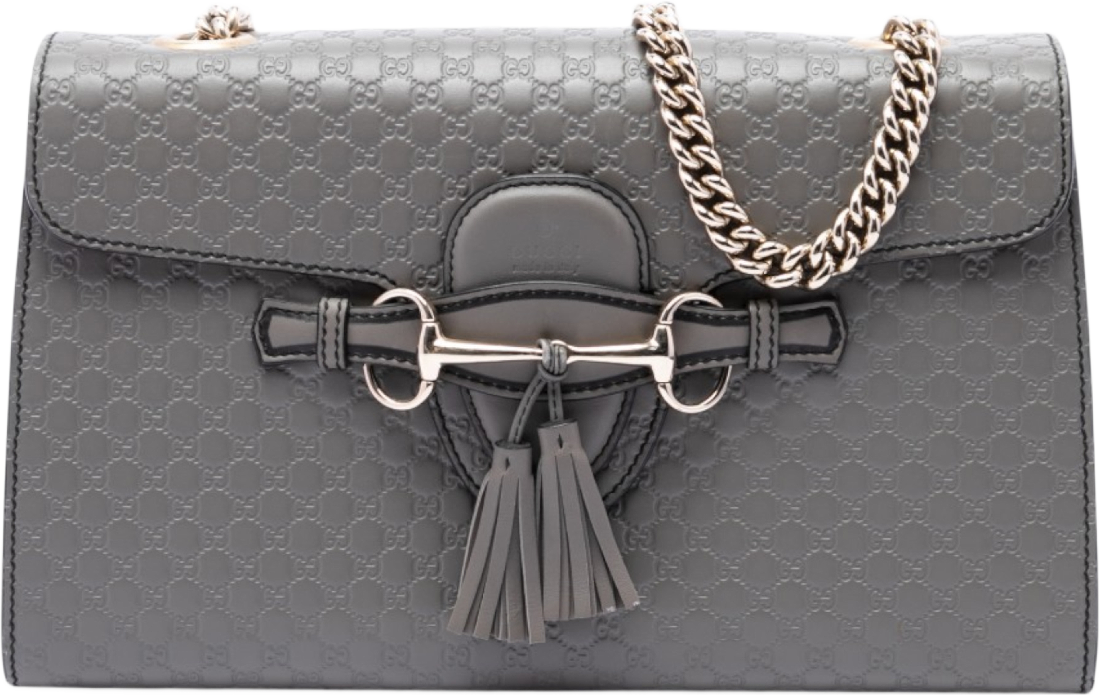 Gucci Medium Microguccissima Emily Shoulder Bag, från Luxclusif, i färgen grå. Klicka för att öppna bilden i stort format
