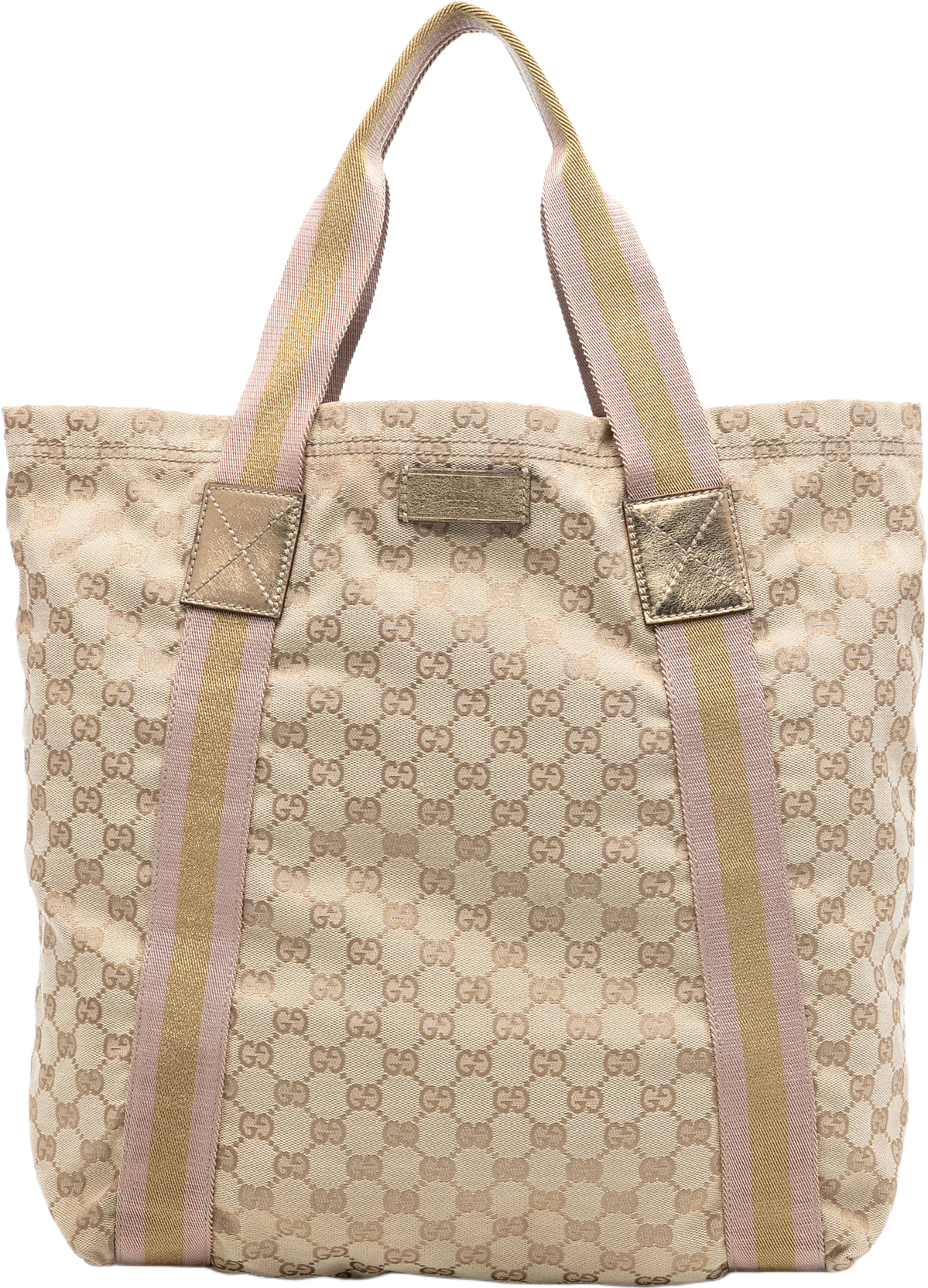Gucci Gg Canvas Web Tote, från Luxclusif, i färgen beige. Klicka för att öppna bilden i stort format