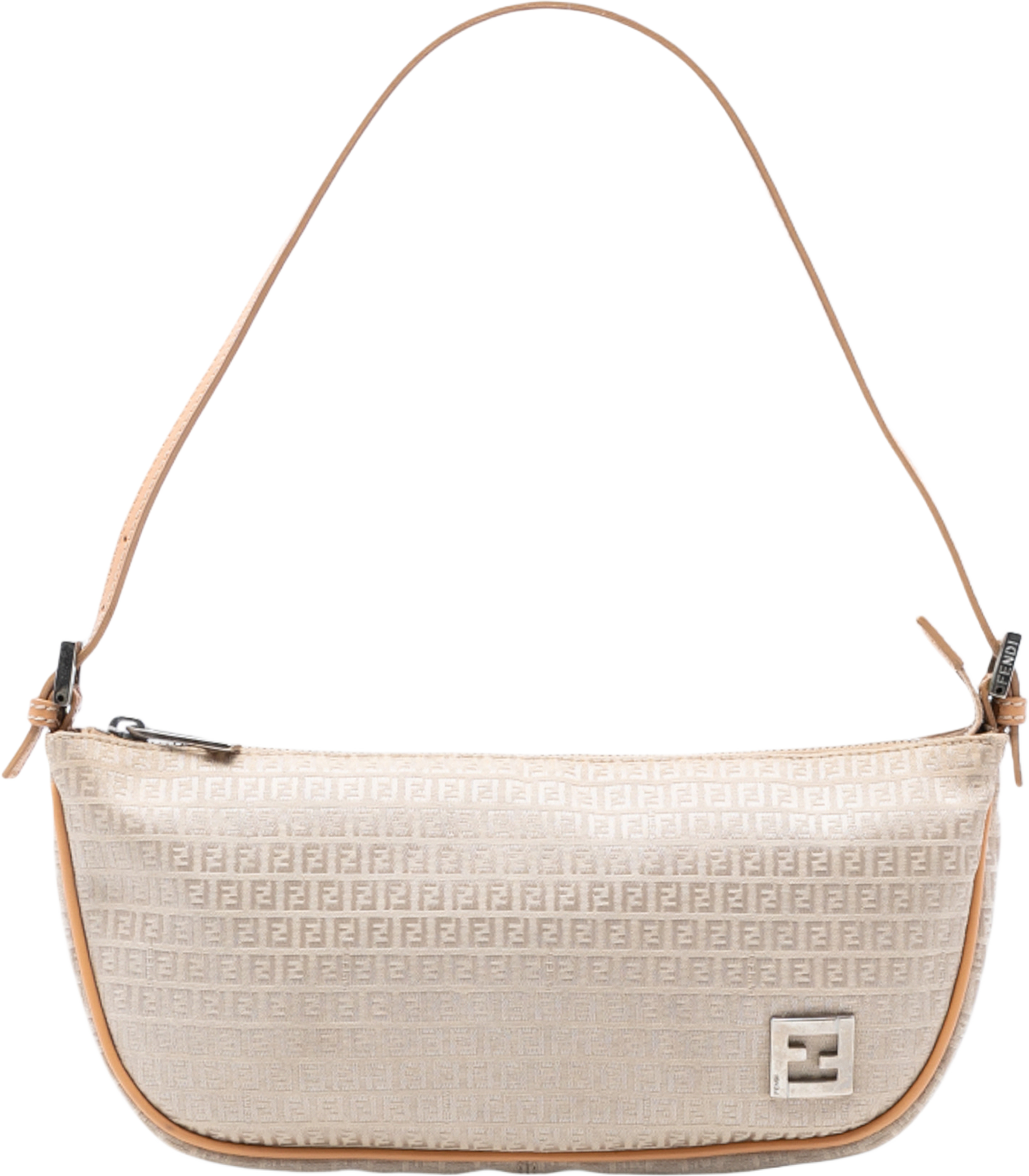 Fendi Micro Zucchino Canvas Shoulder Bag, från Luxclusif, i färgen beige. Klicka för att öppna bilden i stort format