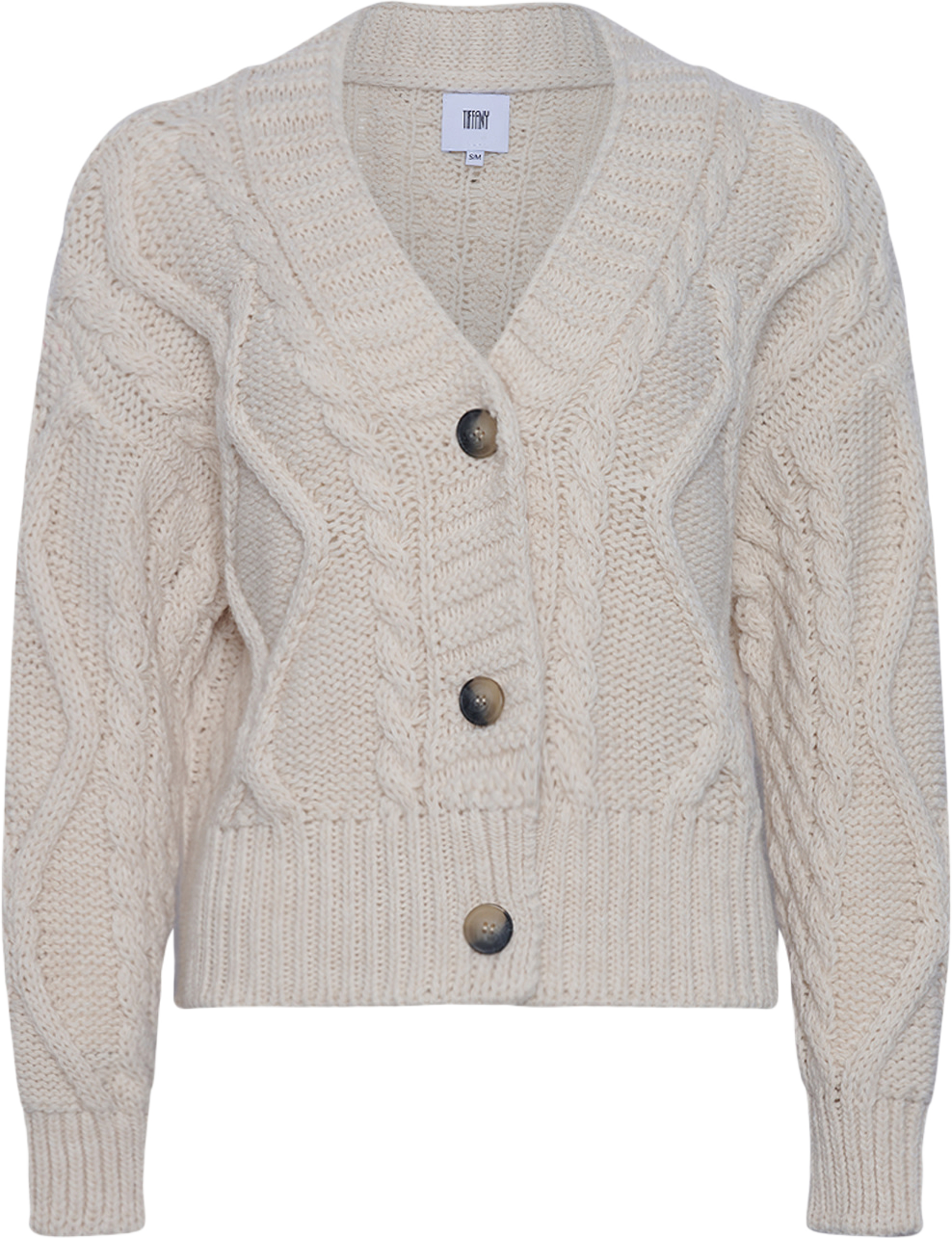 Carla, Cardigan Knit - Off White, från Tiffany, i färgen off white. Klicka för att öppna bilden i stort format