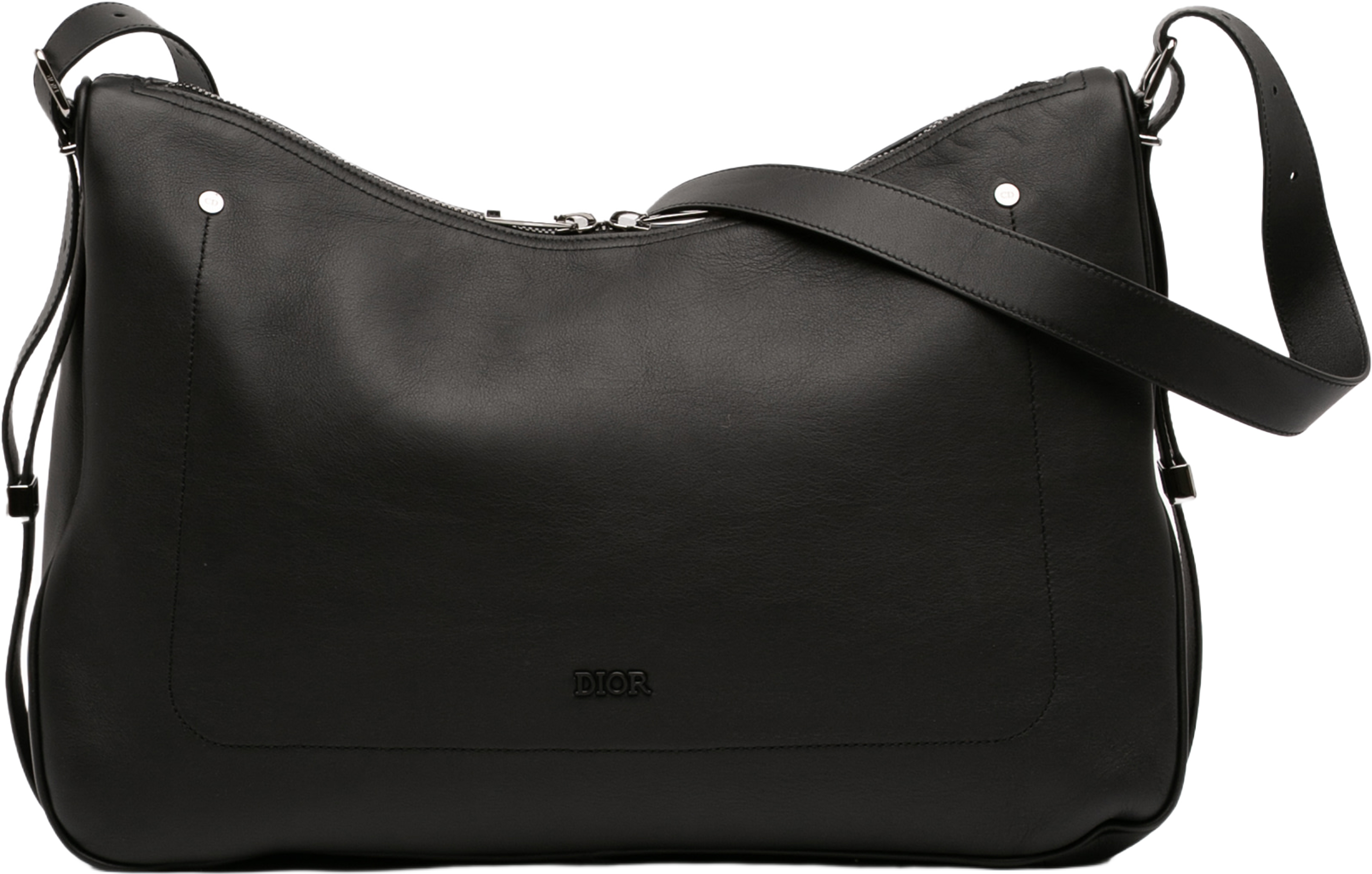 Dior Large Smooth Calfskin Slider Zipped Hobo, från Luxclusif, i färgen black. Klicka för att öppna bilden i stort format