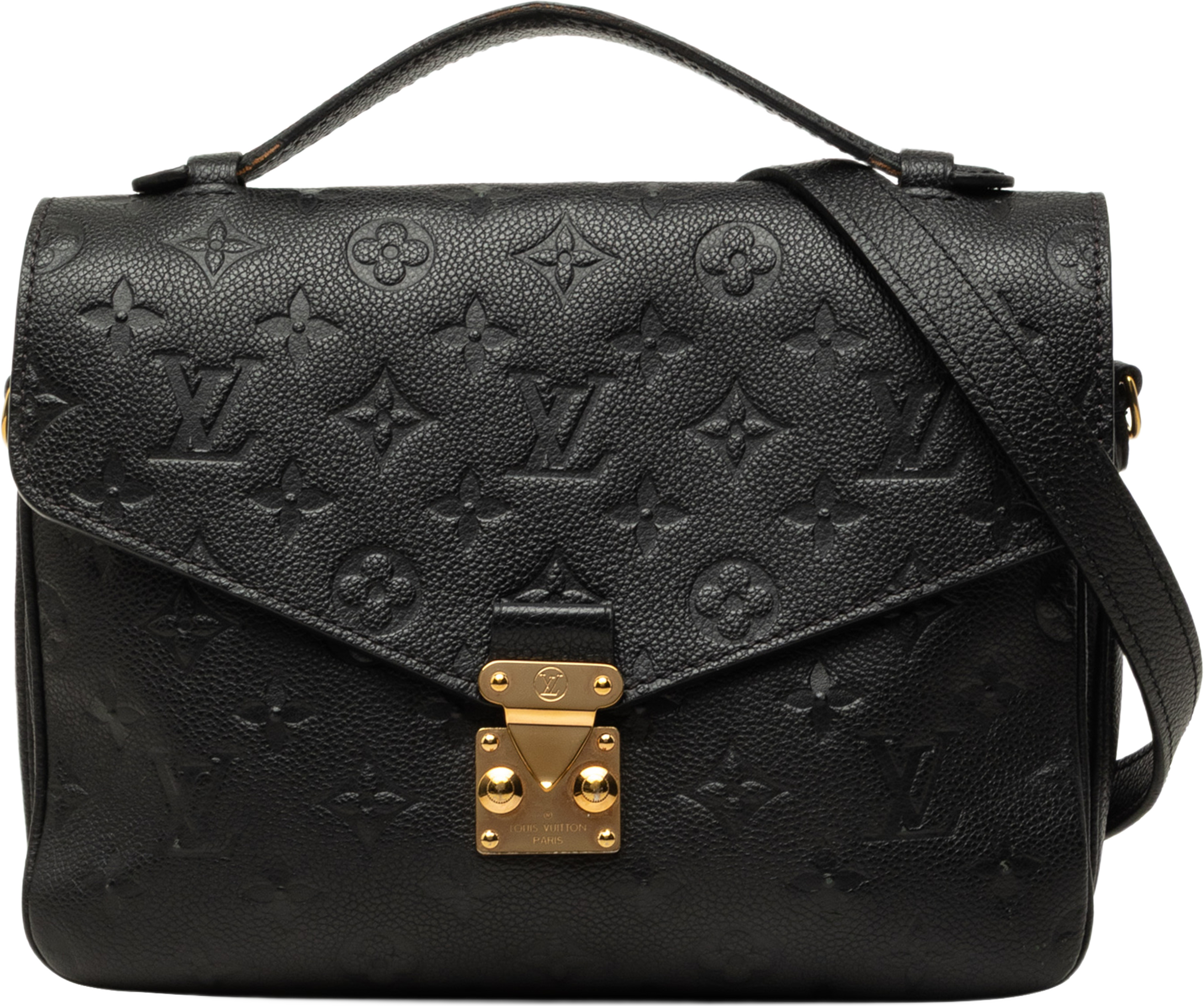 Louis Vuitton Monogram Empreinte Pochette Metis, från Luxclusif, i färgen svart. Klicka för att öppna bilden i stort format