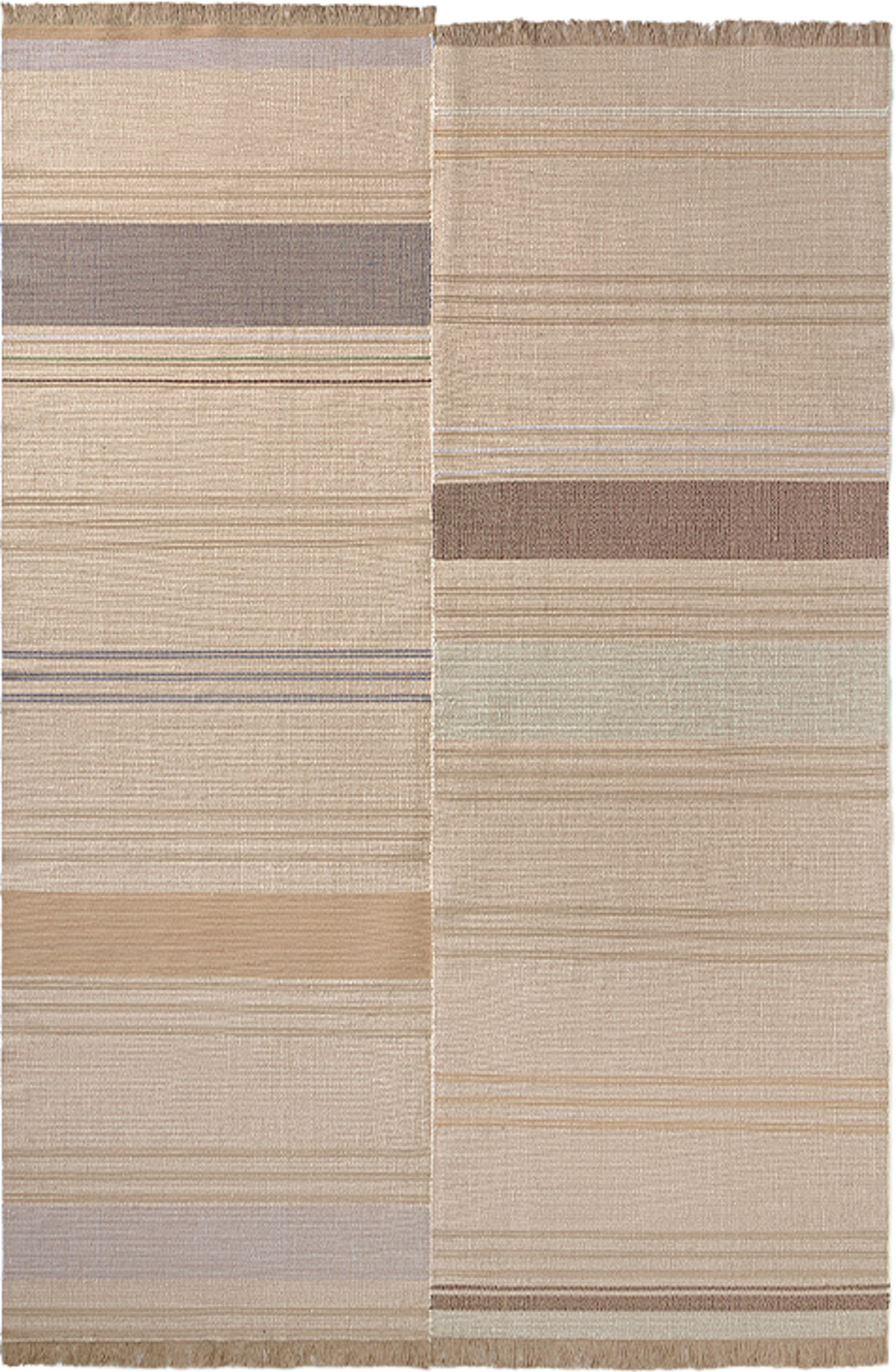 Handvävd matta Oaxaca, från LORENA CANALS, i färgen rugcycled, aqua, anil, coffee bean, monstera, patroit, ochre, natural. Klicka för att öppna bilden i stort format