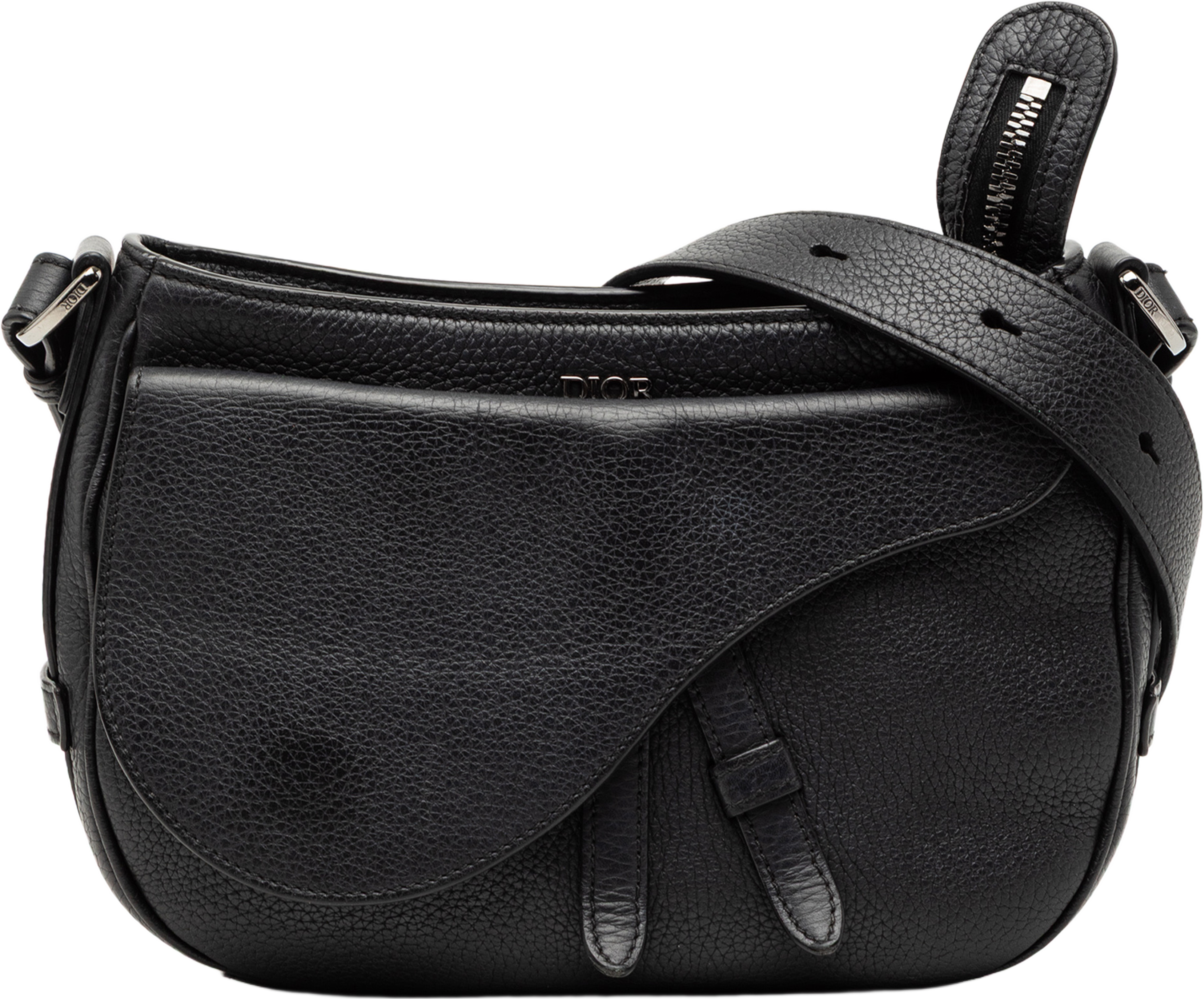 Dior Grained Calfskin Saddle Soft Bag, från Luxclusif, i färgen black. Klicka för att öppna bilden i stort format