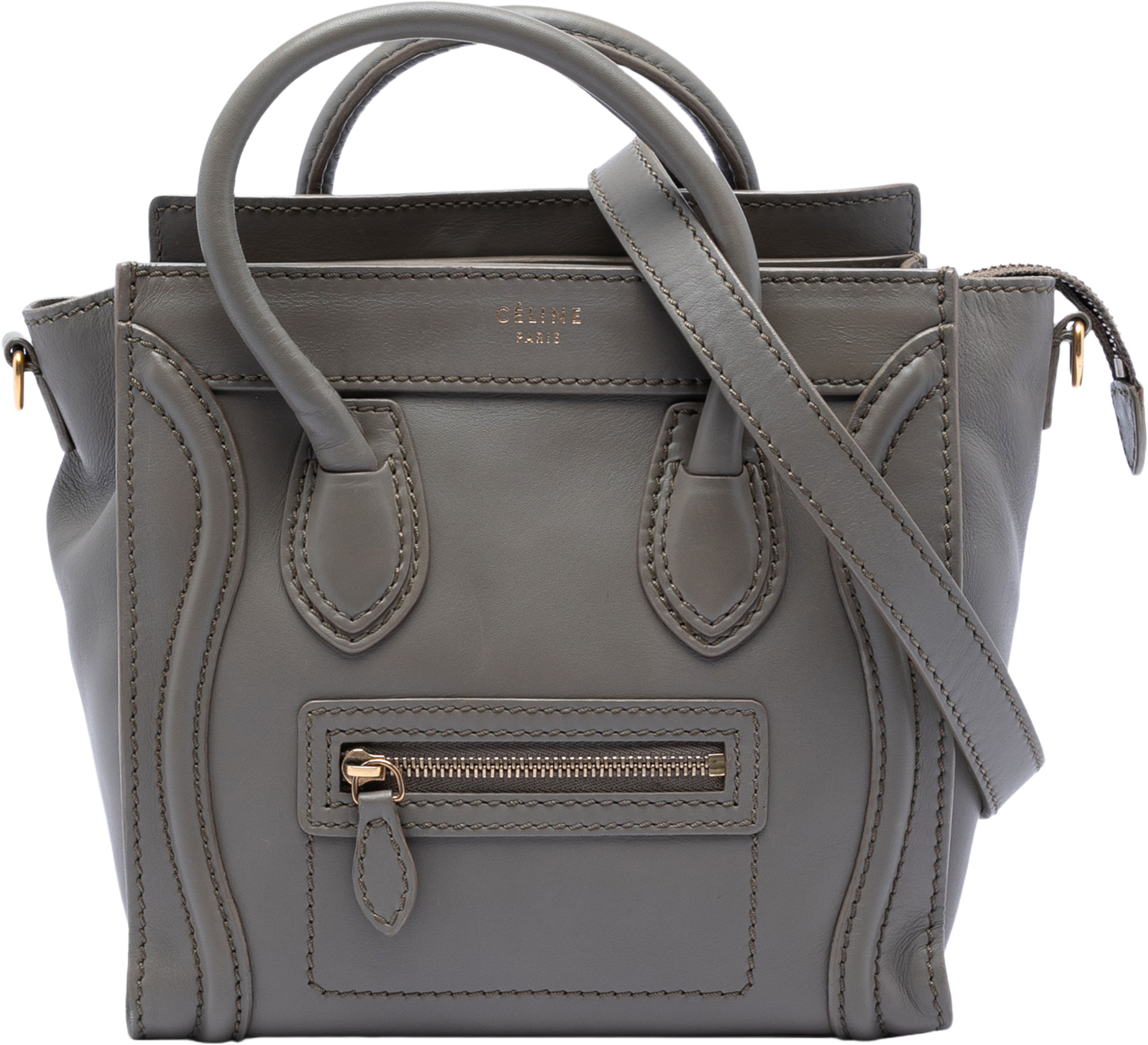 Celine Nano Leather Luggage Tote, från Luxclusif, i färgen gray. Klicka för att öppna bilden i stort format