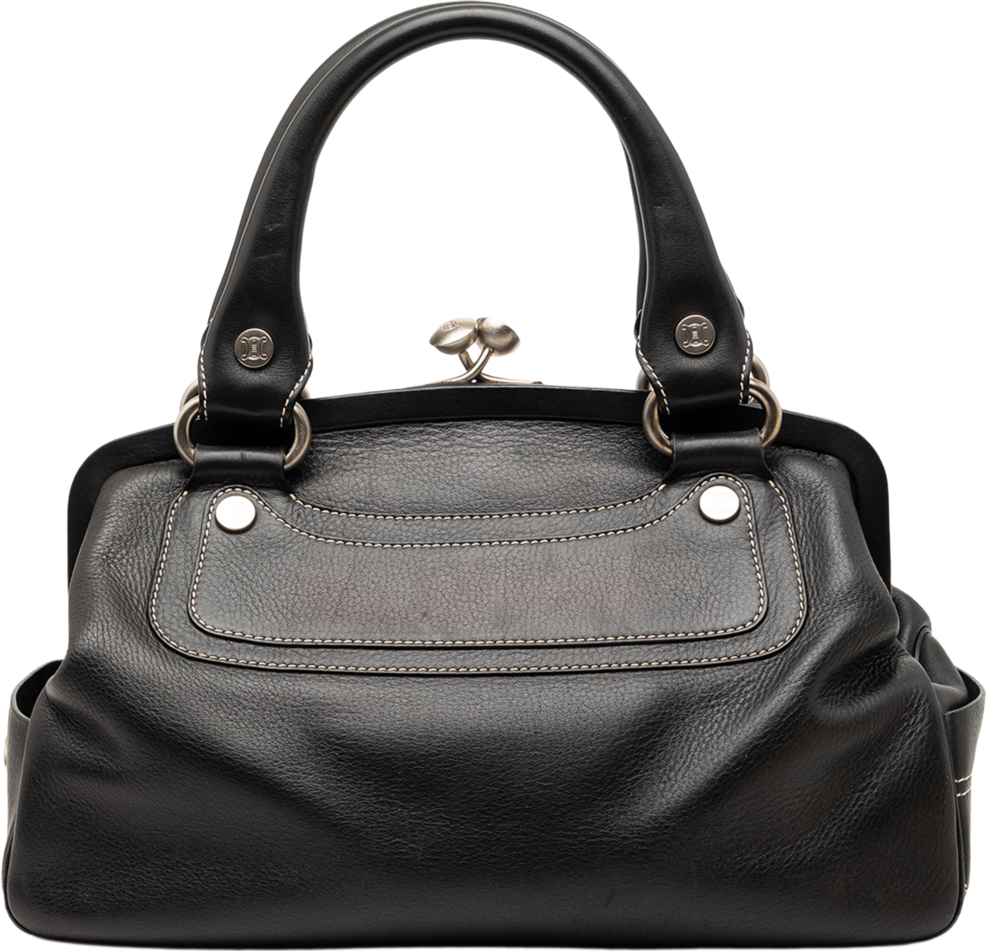 Celine Leather Boogie Clasp Handbag, från Luxclusif, i färgen black. Klicka för att öppna bilden i stort format