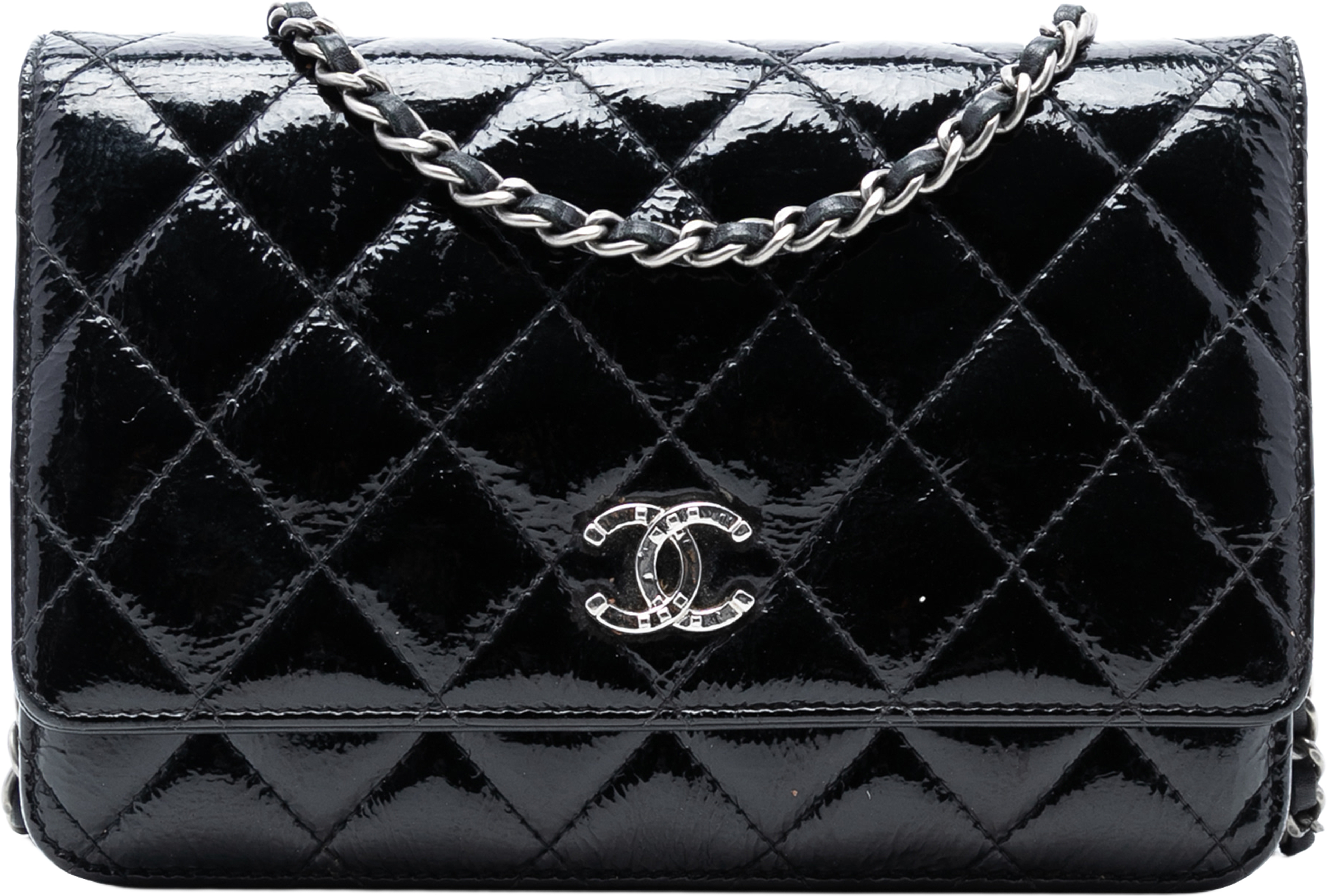 Chanel Cc Quilted Shiny Aged Calfskin Wallet On Chain, från Luxclusif, i färgen black. Klicka för att öppna bilden i stort format