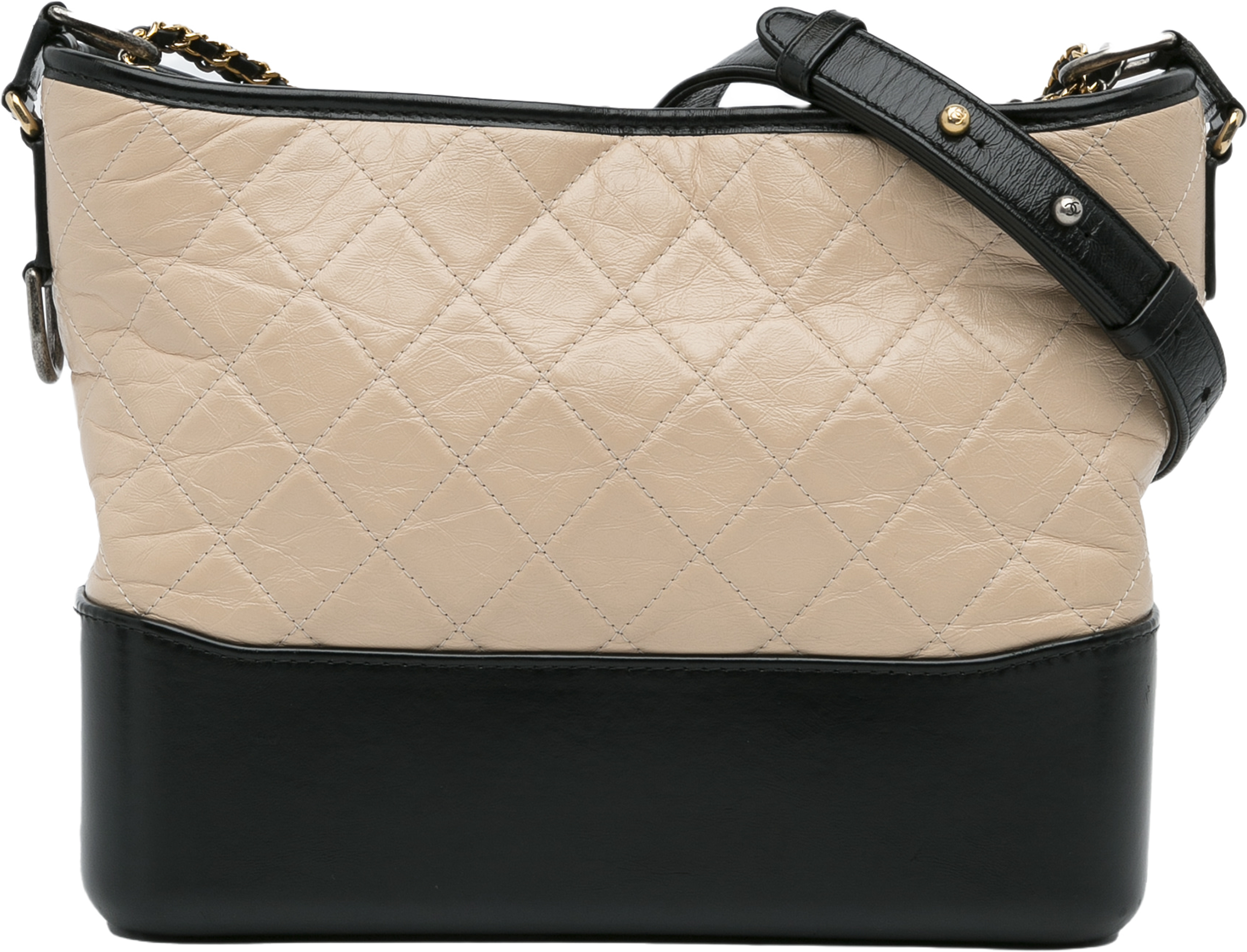 Chanel Medium Bicolor Lambskin Gabrielle Crossbody, från Luxclusif, i färgen beige. Klicka för att öppna bilden i stort format