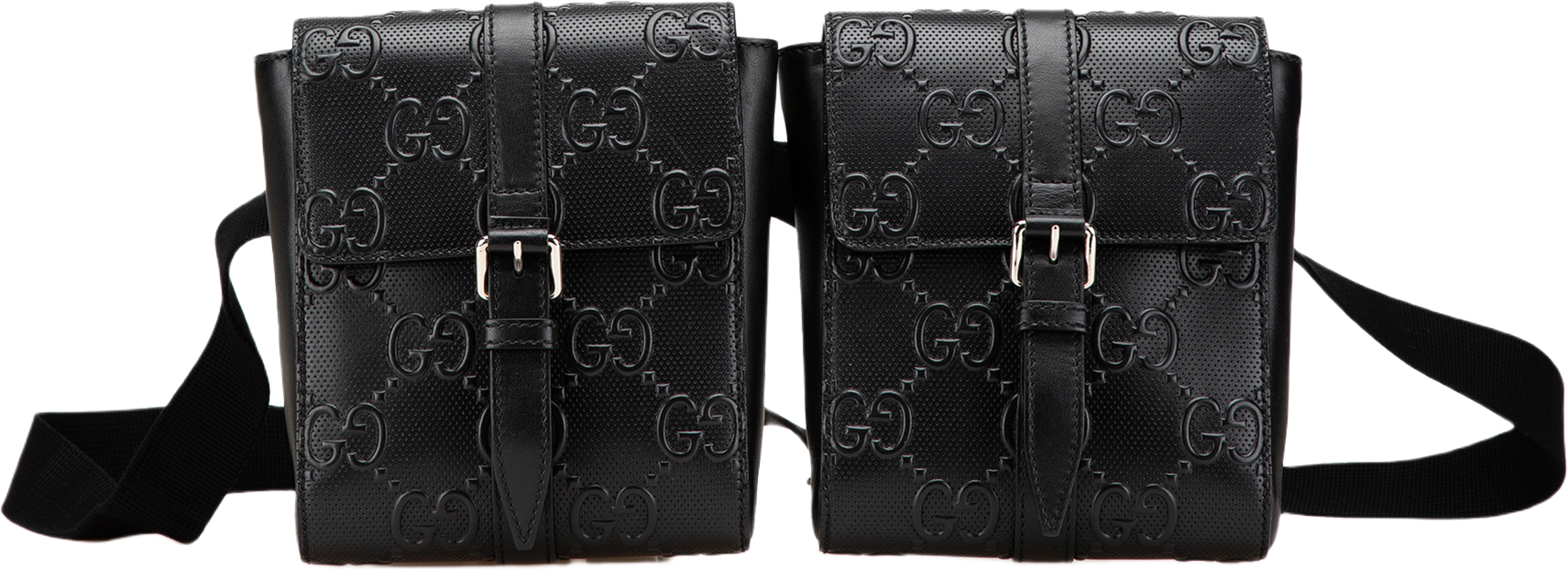 Gucci Gg Embossed Perforated Double Belt Bag