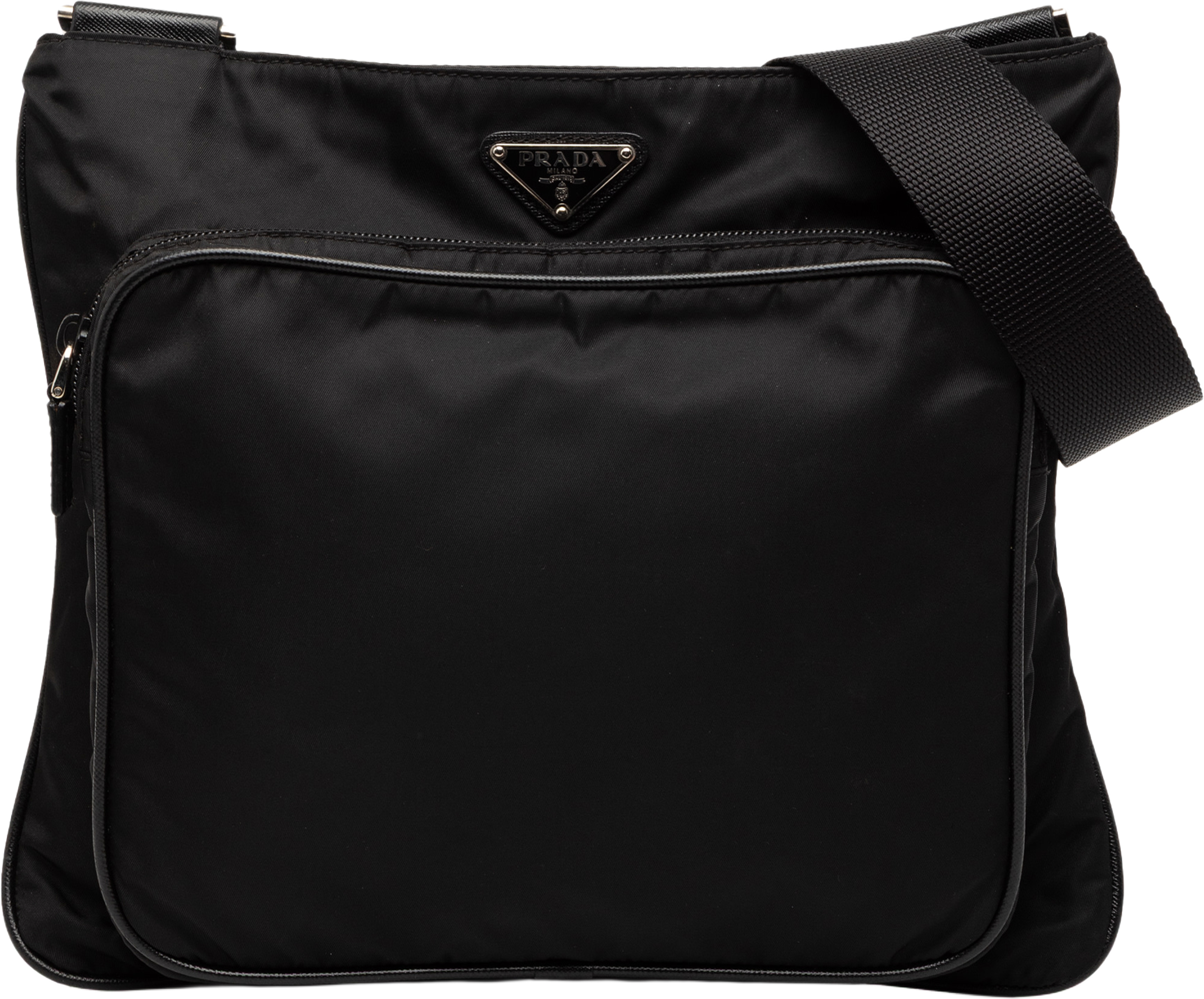 Prada Tessuto Zip Top Crossbody, från Luxclusif, i färgen black. Klicka för att öppna bilden i stort format