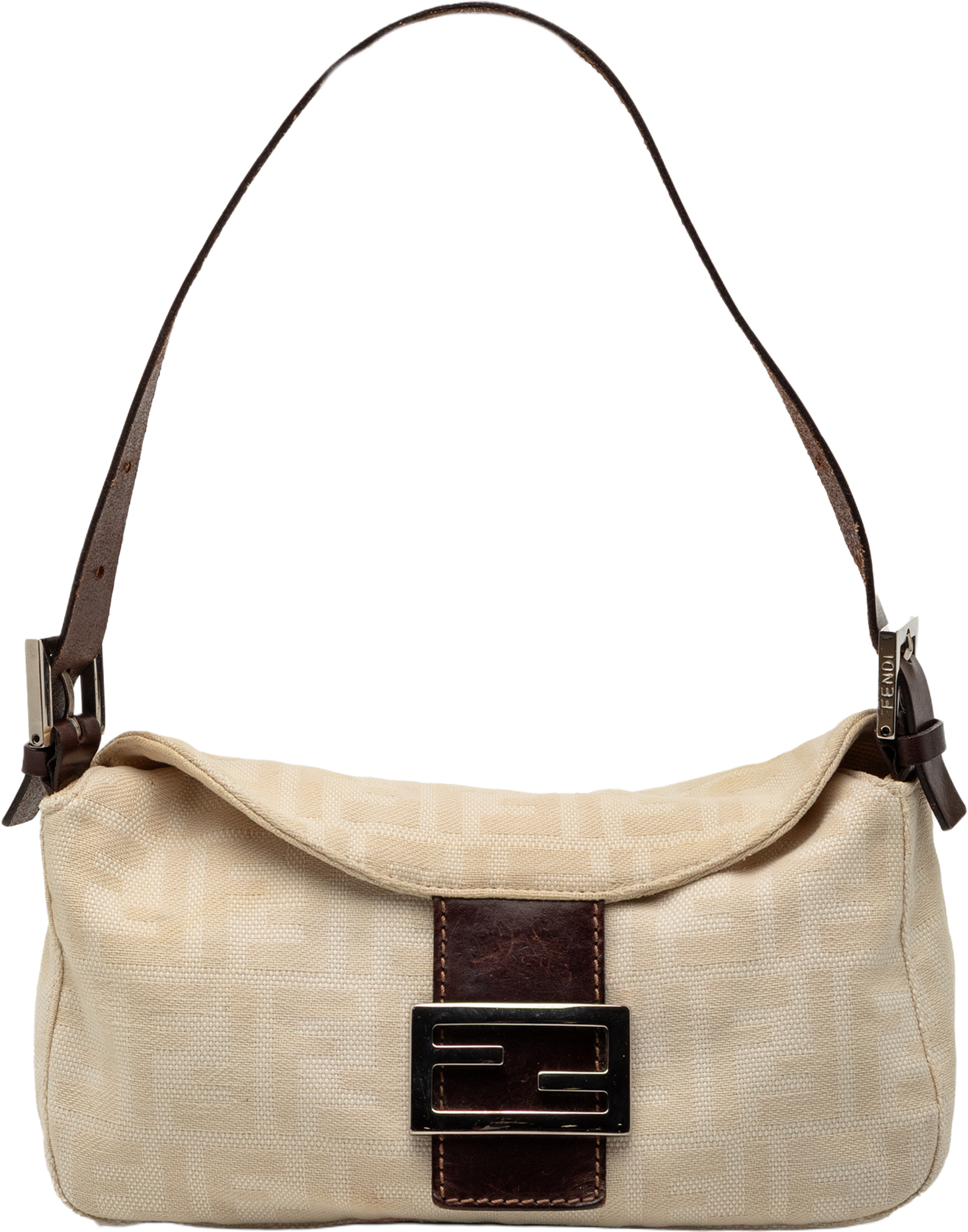 Fendi Zucca Canvas Double Flap Mamma, från Luxclusif, i färgen beige. Klicka för att öppna bilden i stort format