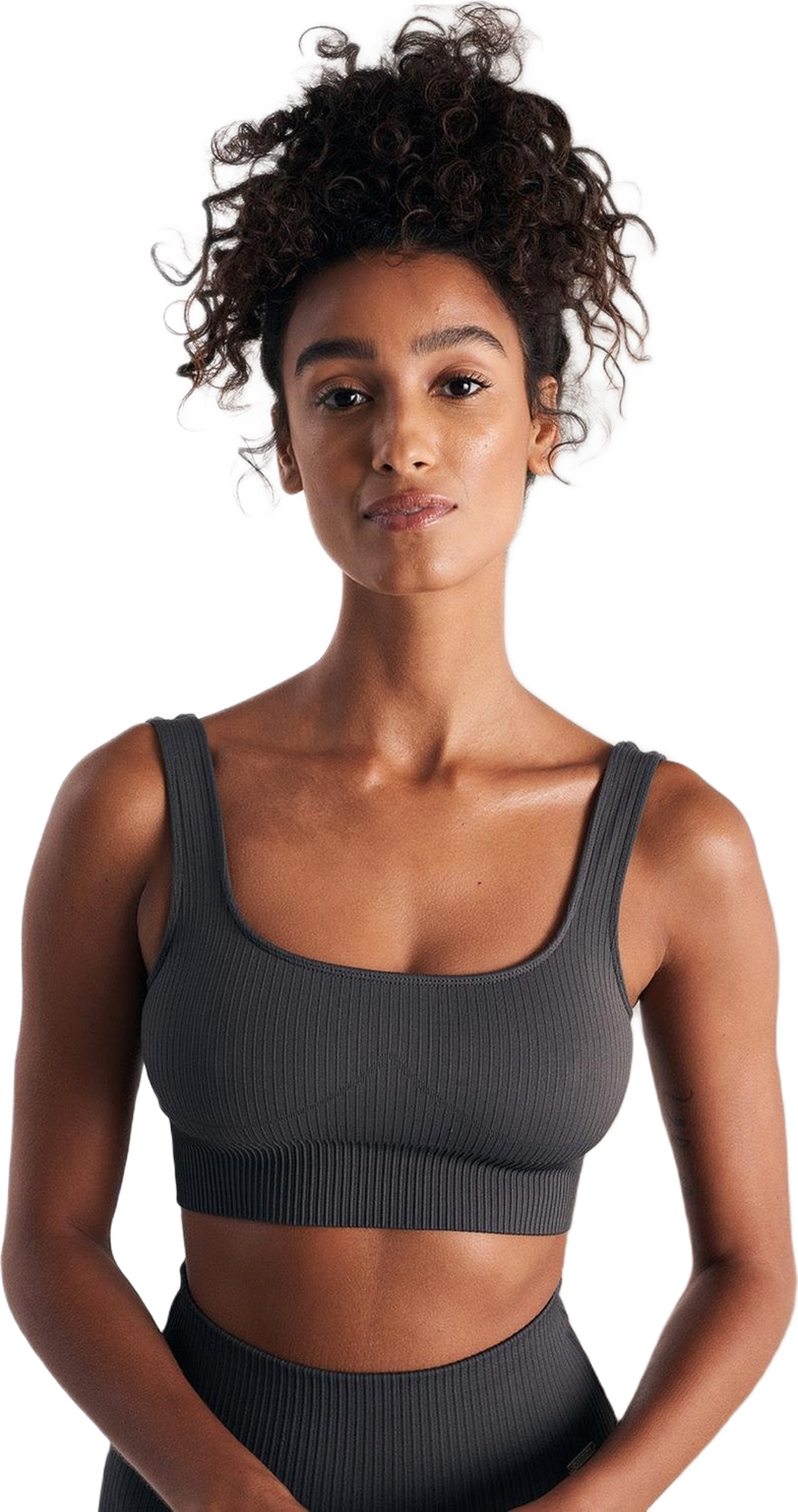Shadow Grey Ribbed Seamless Bra