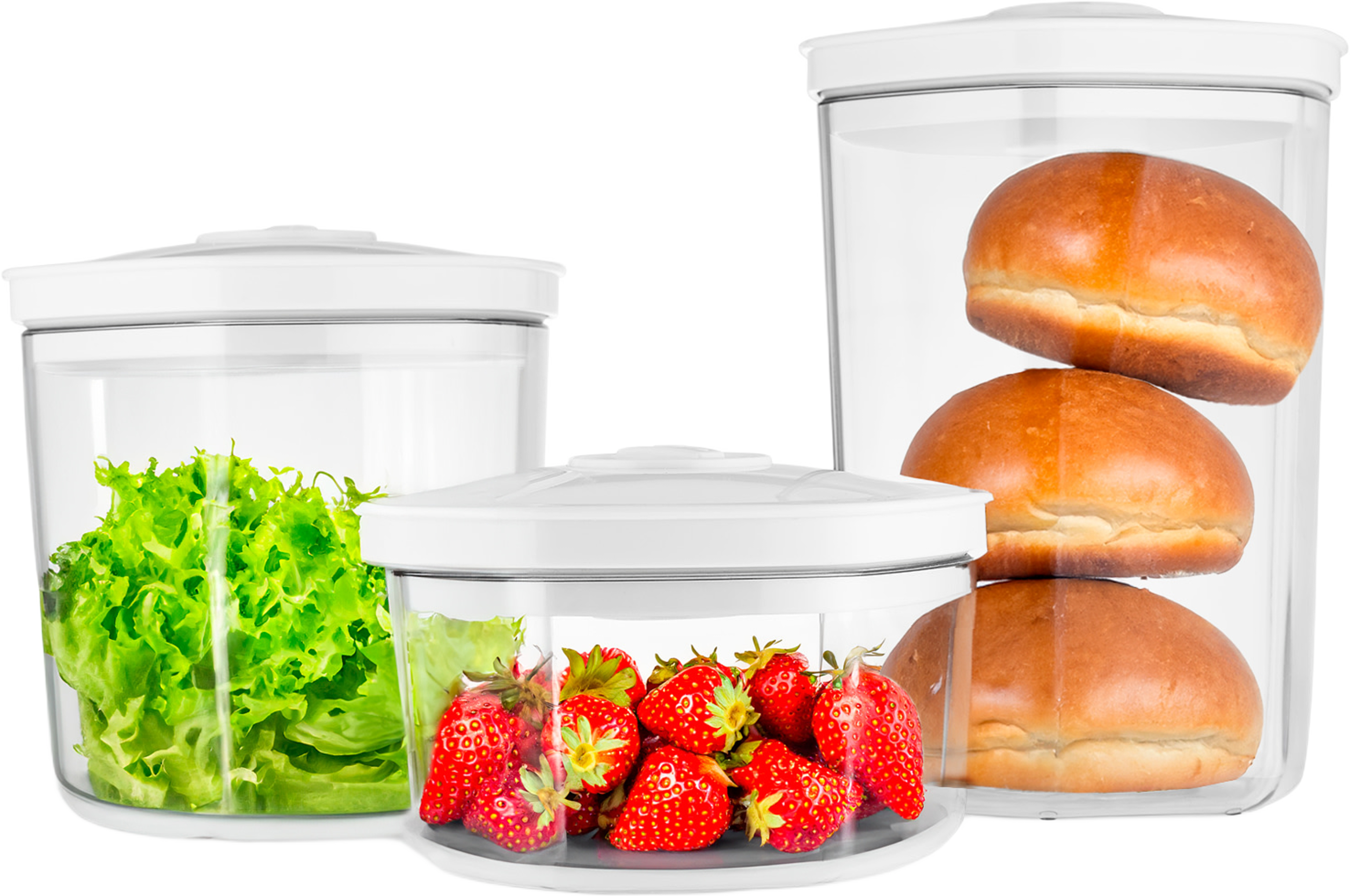 Vakuumbehållare Universal 3-pack (0,7l 1,4l 2l), från Champion Nordic, i färgen transparant. Klicka för att öppna bilden i stort format