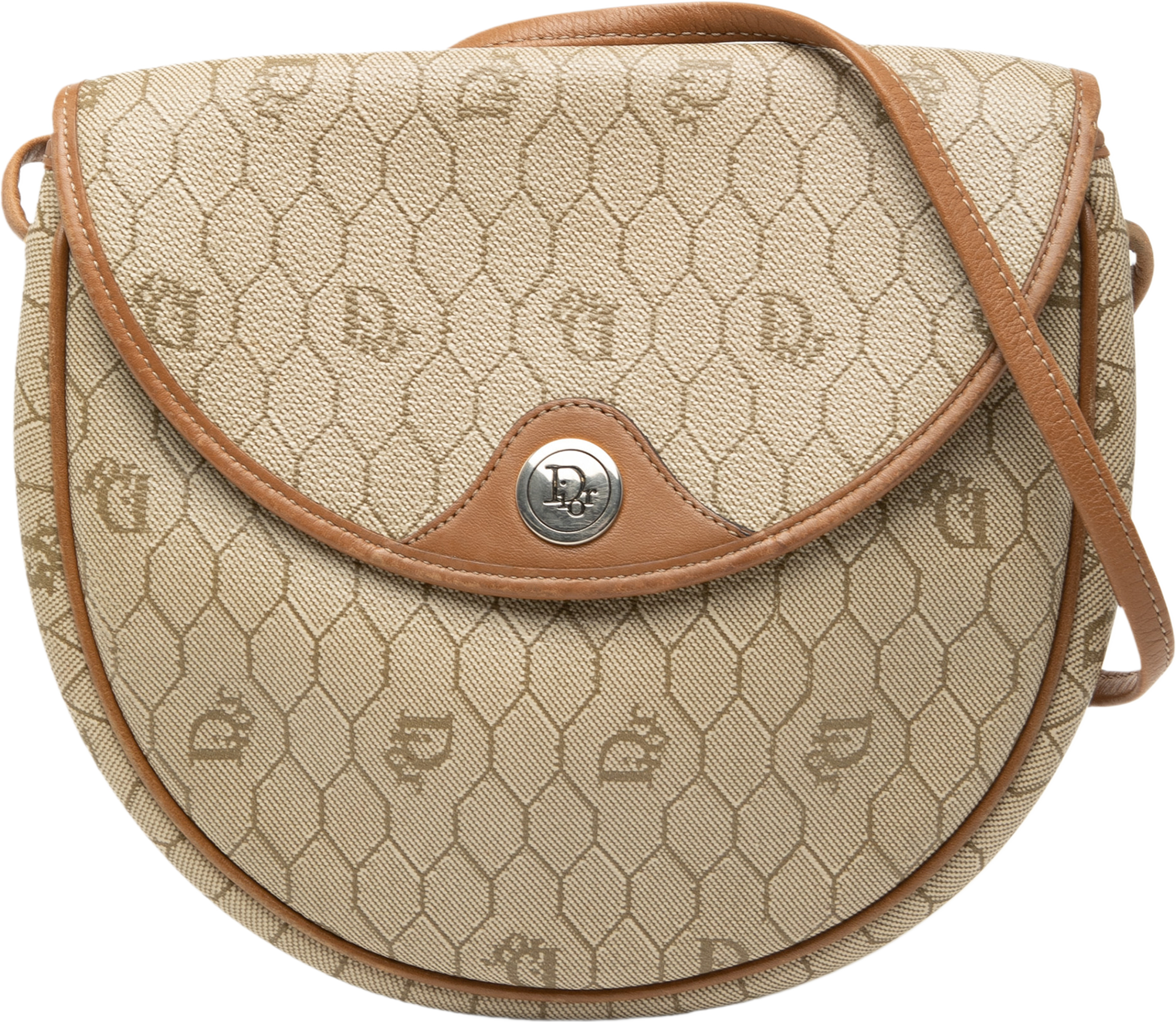 Dior Honeycomb Coated Canvas Crossbody, från Luxclusif, i färgen beige. Klicka för att öppna bilden i stort format