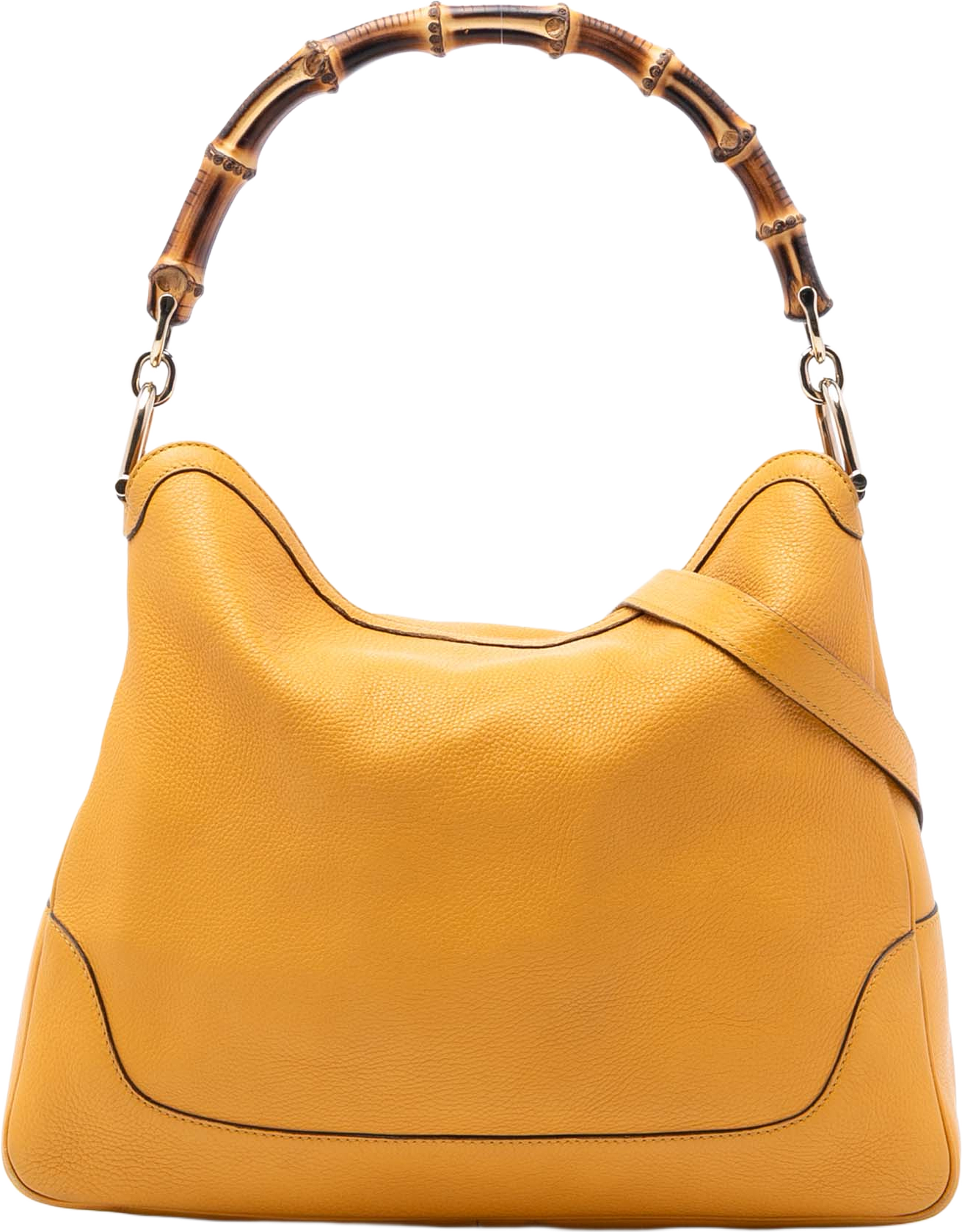 Gucci Calfskin Bamboo Diana Satchel, från Luxclusif, i färgen yellow. Klicka för att öppna bilden i stort format