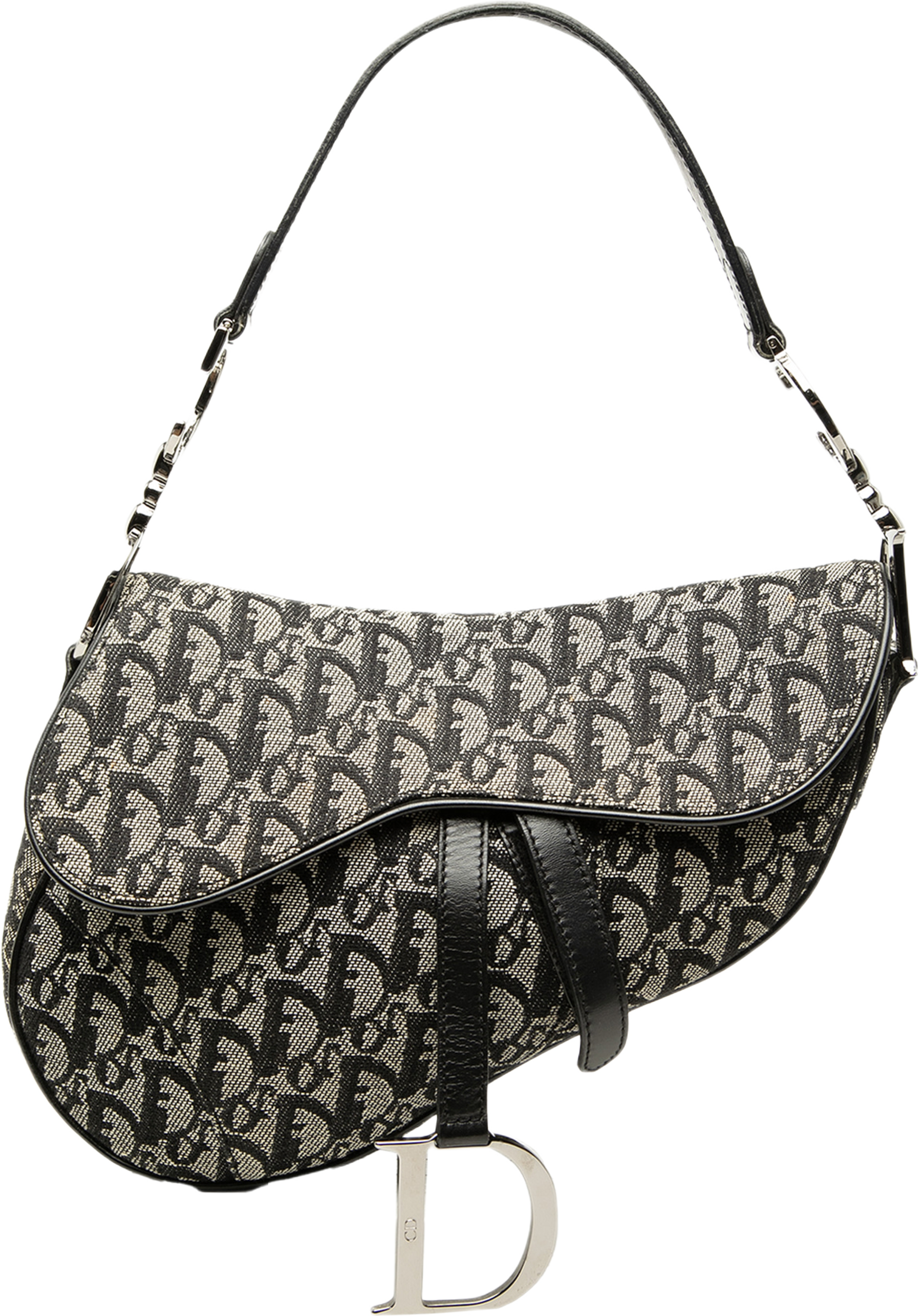 Dior Diorissimo Canvas Saddle Bag, från Luxclusif, i färgen grå. Klicka för att öppna bilden i stort format