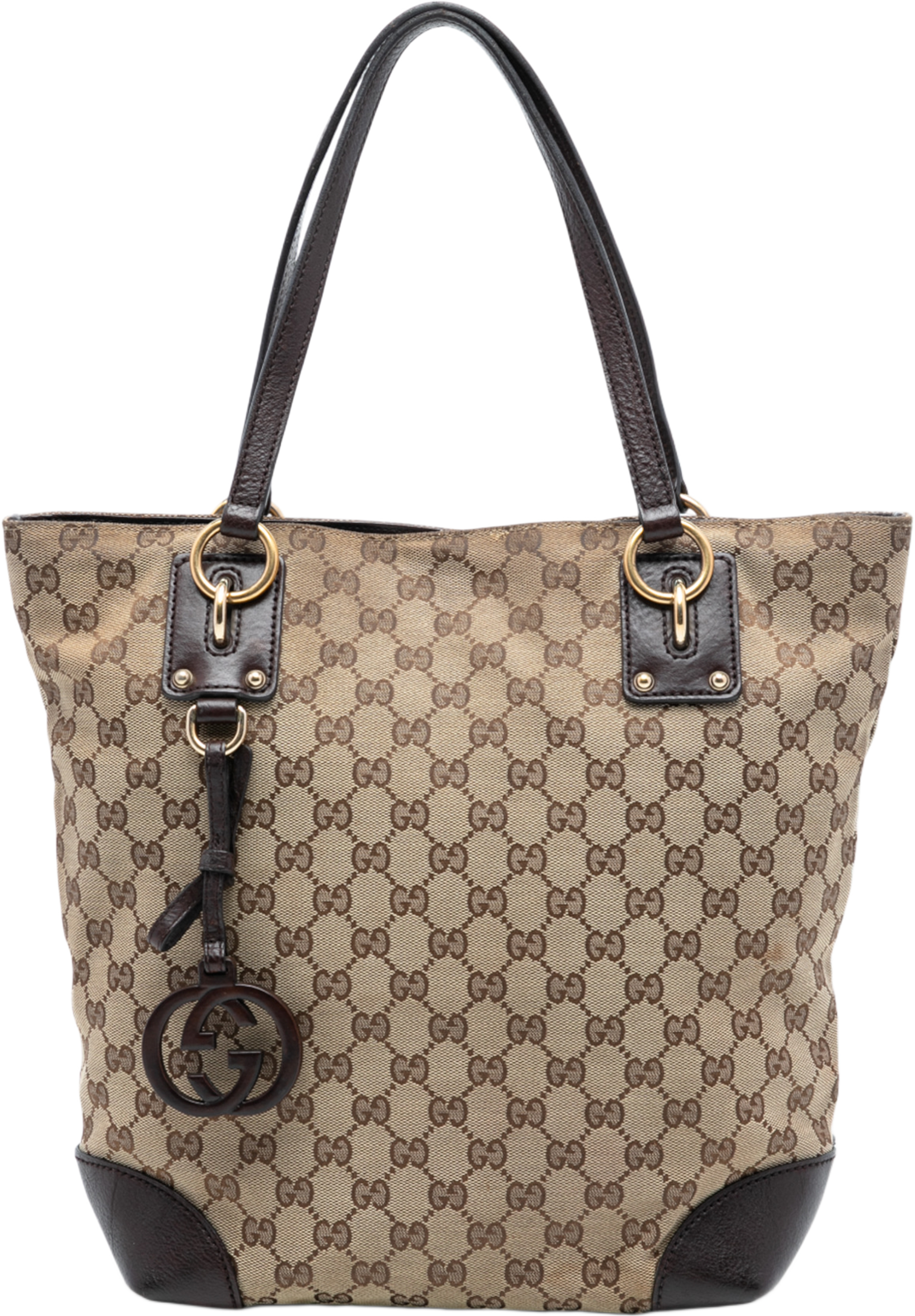 Gucci Gg Canvas Gg Charm Tote, från Luxclusif, i färgen beige. Klicka för att öppna bilden i stort format