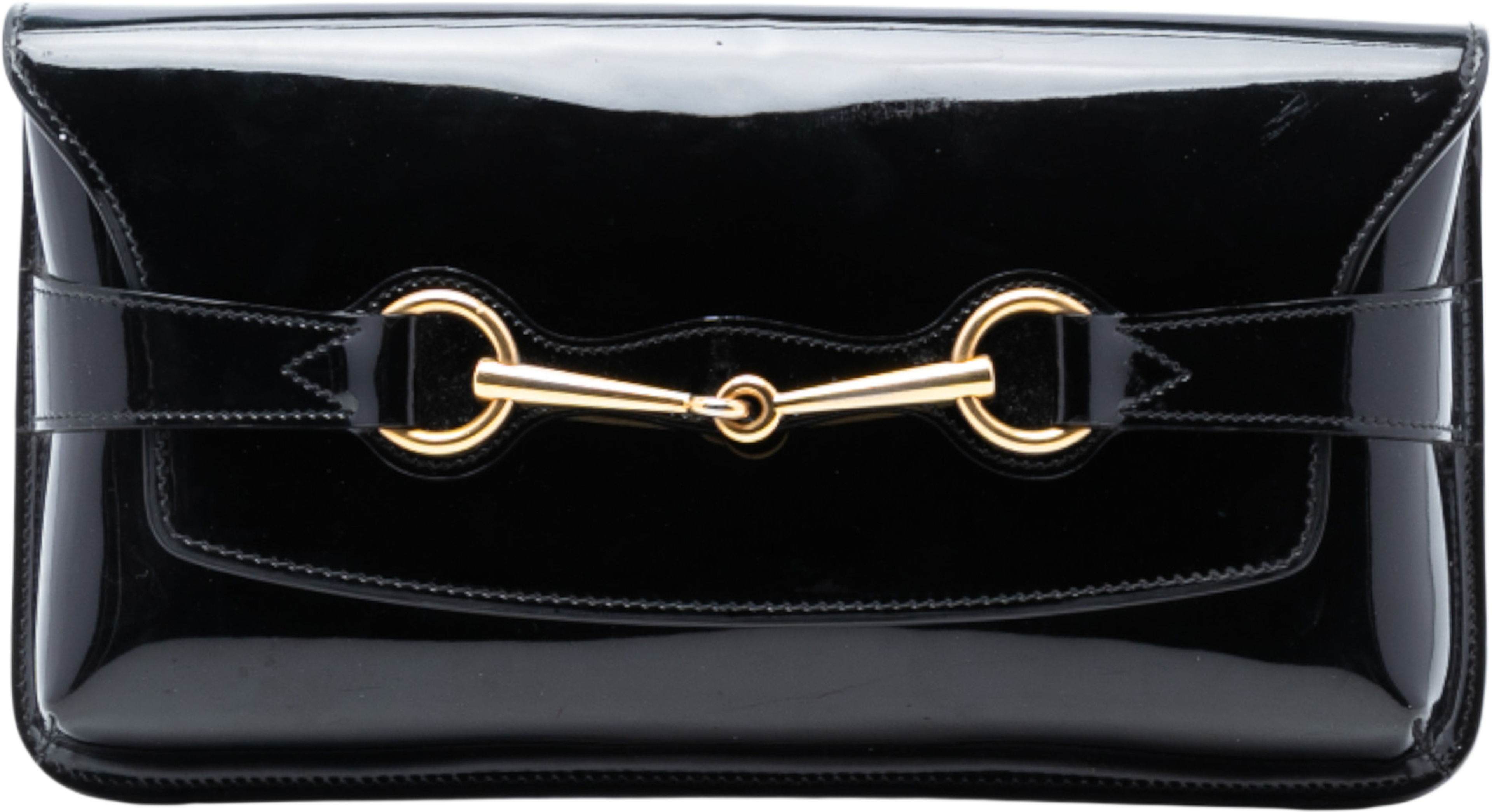 Gucci Patent Bright Bit Clutch, från Luxclusif, i färgen black. Klicka för att öppna bilden i stort format
