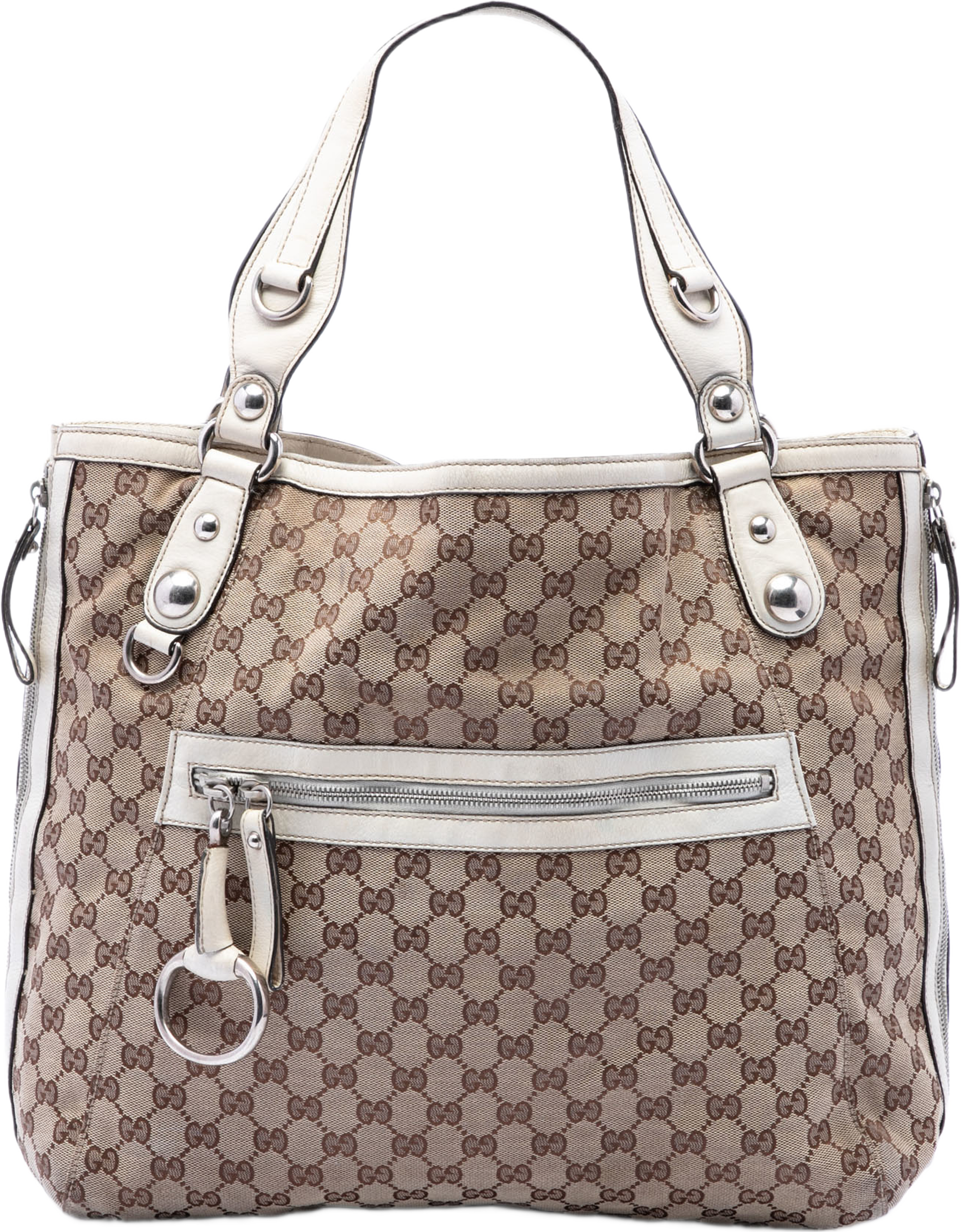 Gucci Gg Canvas Icon Bit Zip Tote, från Luxclusif, i färgen beige. Klicka för att öppna bilden i stort format
