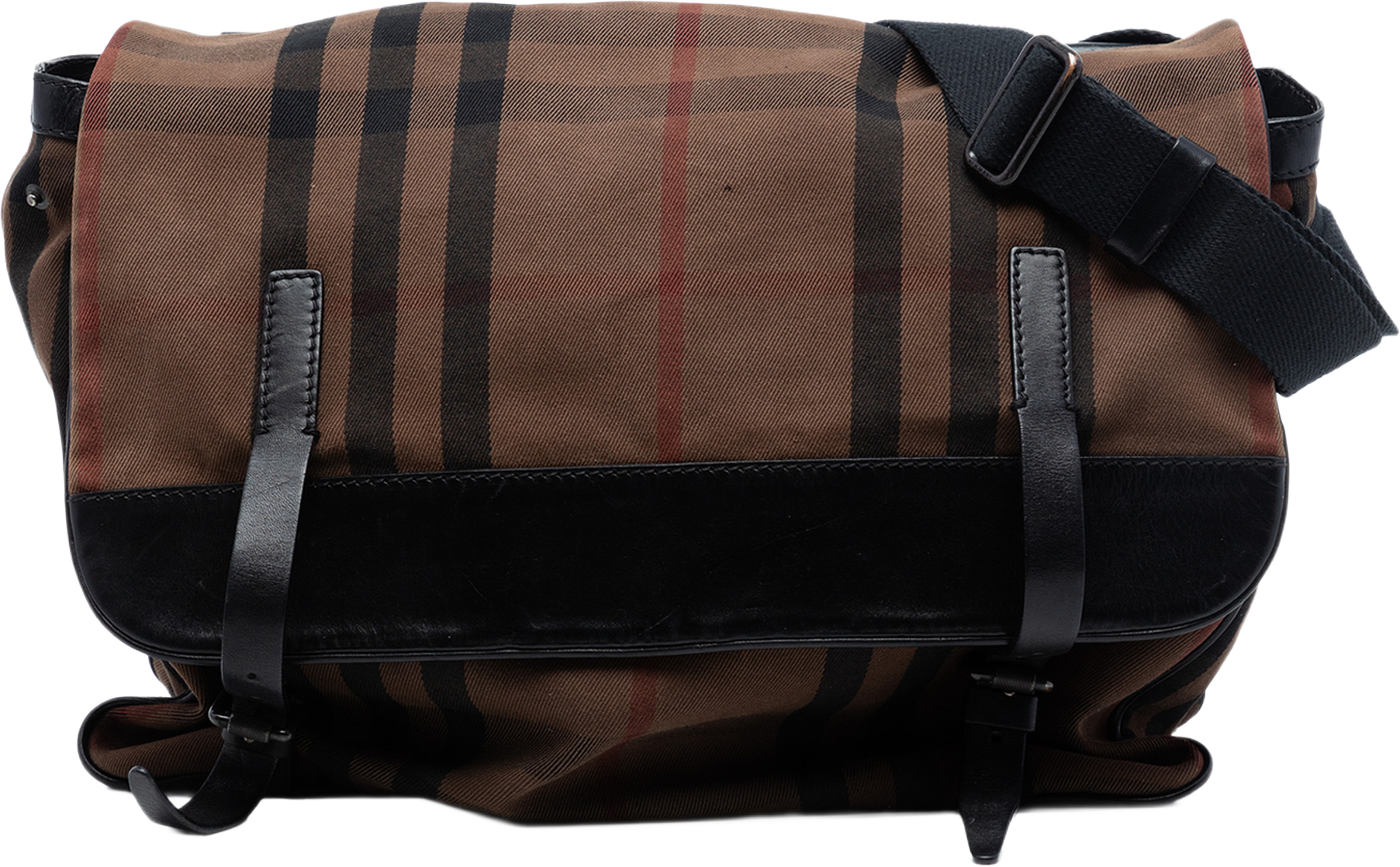 Burberry House Check Canvas Flap Crossbody, från Luxclusif, i färgen brown. Klicka för att öppna bilden i stort format