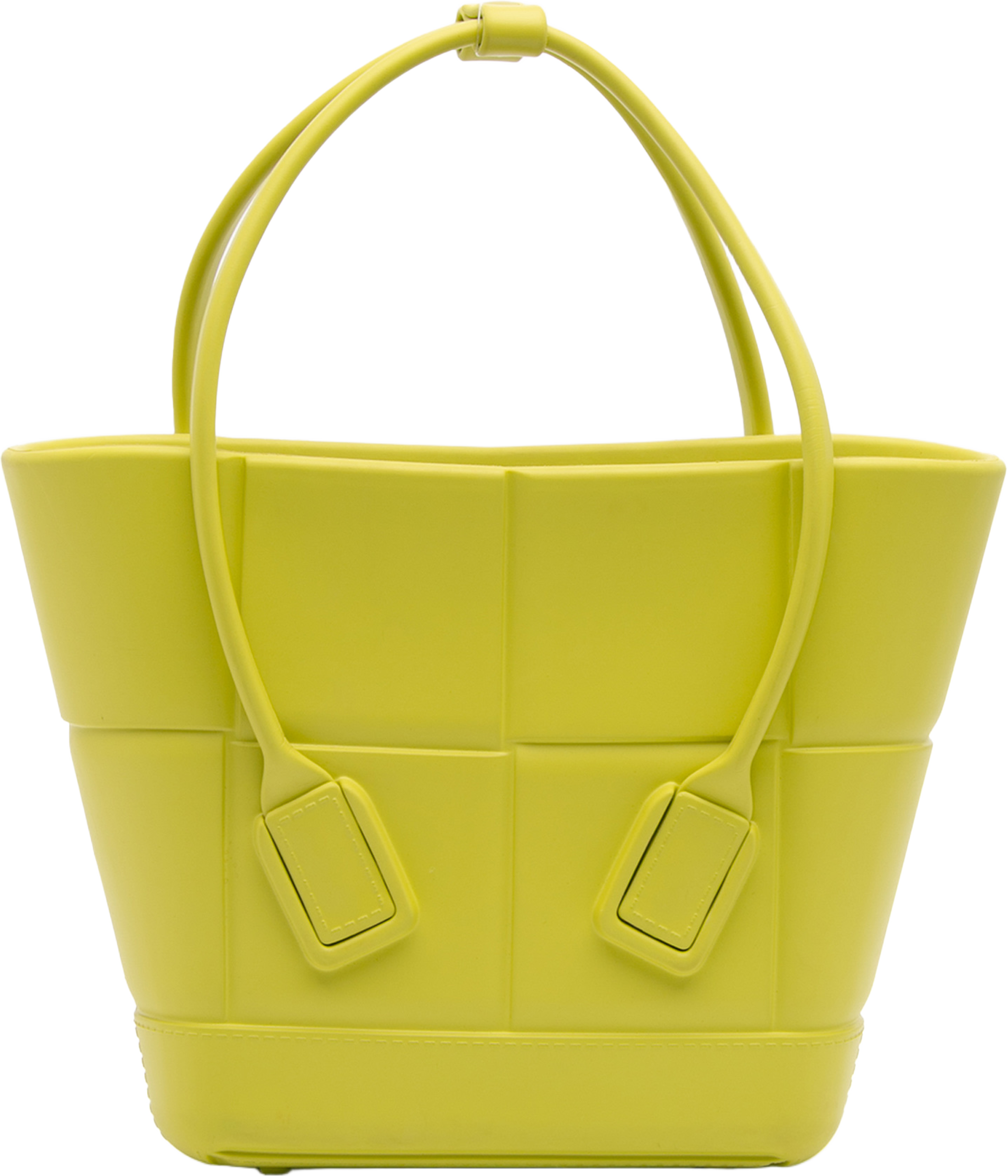 Bottega Veneta Mini Rubber Arco Shopping Bag, från Luxclusif, i färgen light green. Klicka för att öppna bilden i stort format