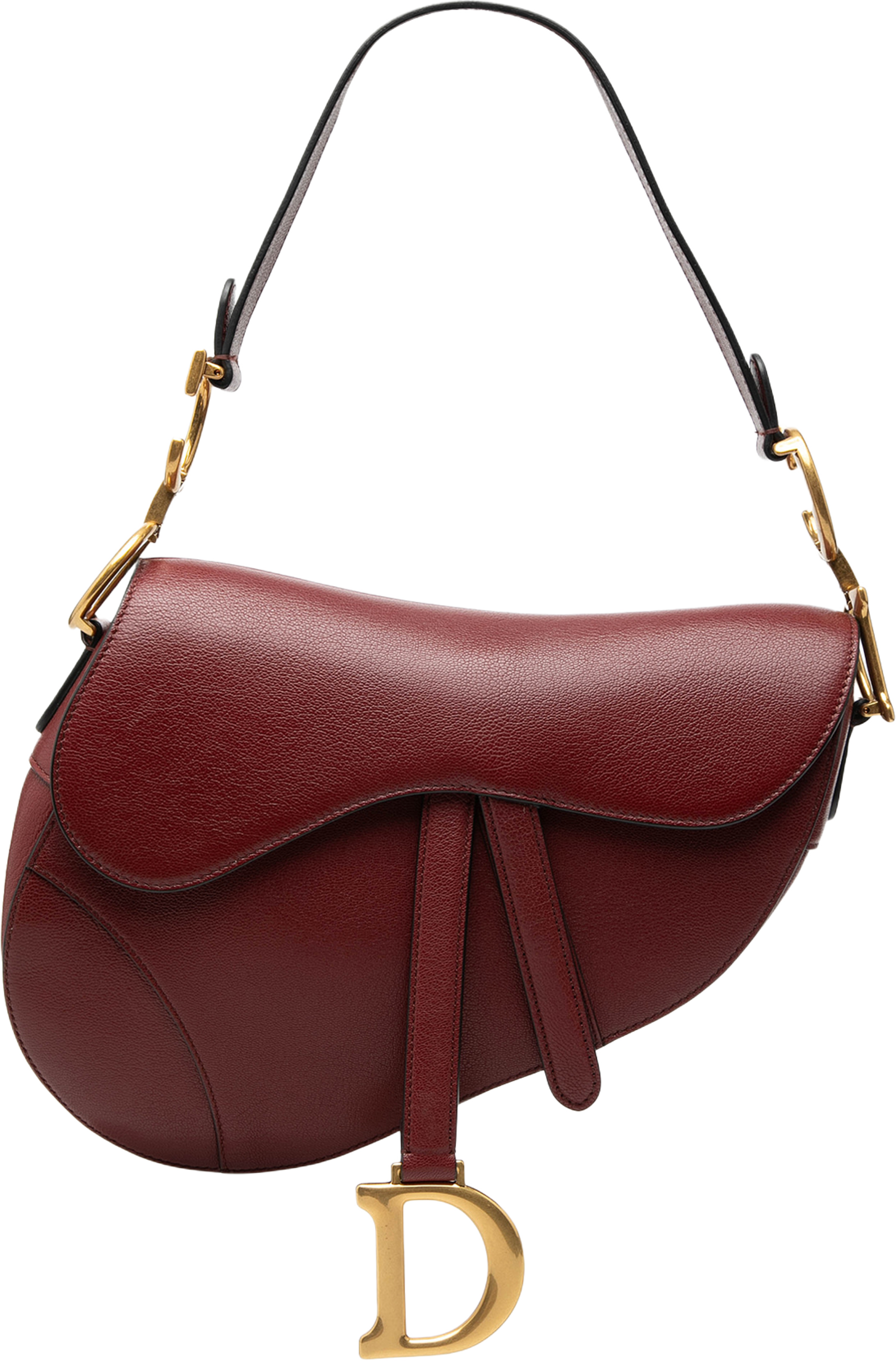 Dior Calfskin Saddle Bag, från Luxclusif, i färgen bordeaux. Klicka för att öppna bilden i stort format