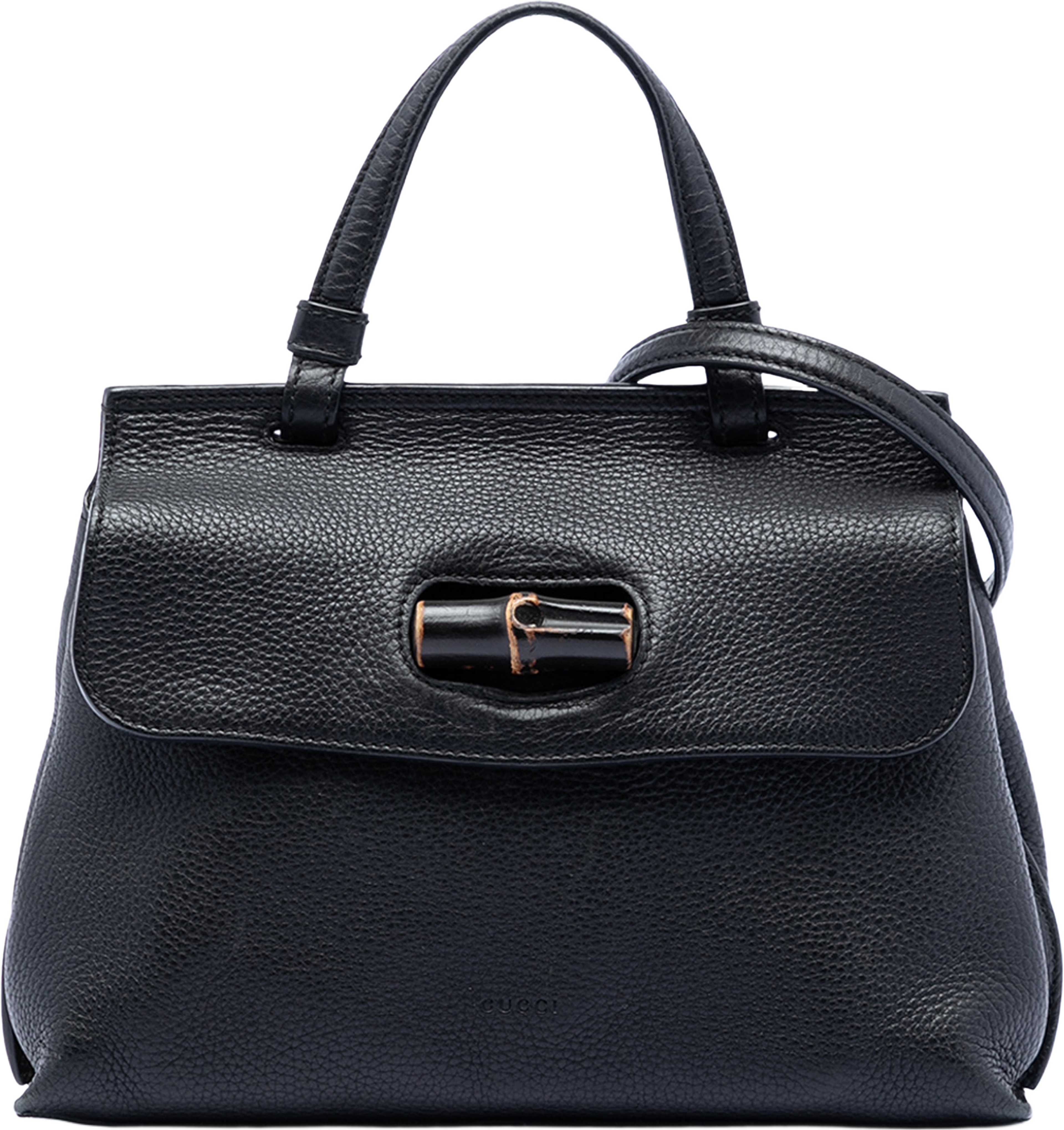 Gucci Small Leather Bamboo Daily Satchel, från Luxclusif, i färgen black. Klicka för att öppna bilden i stort format