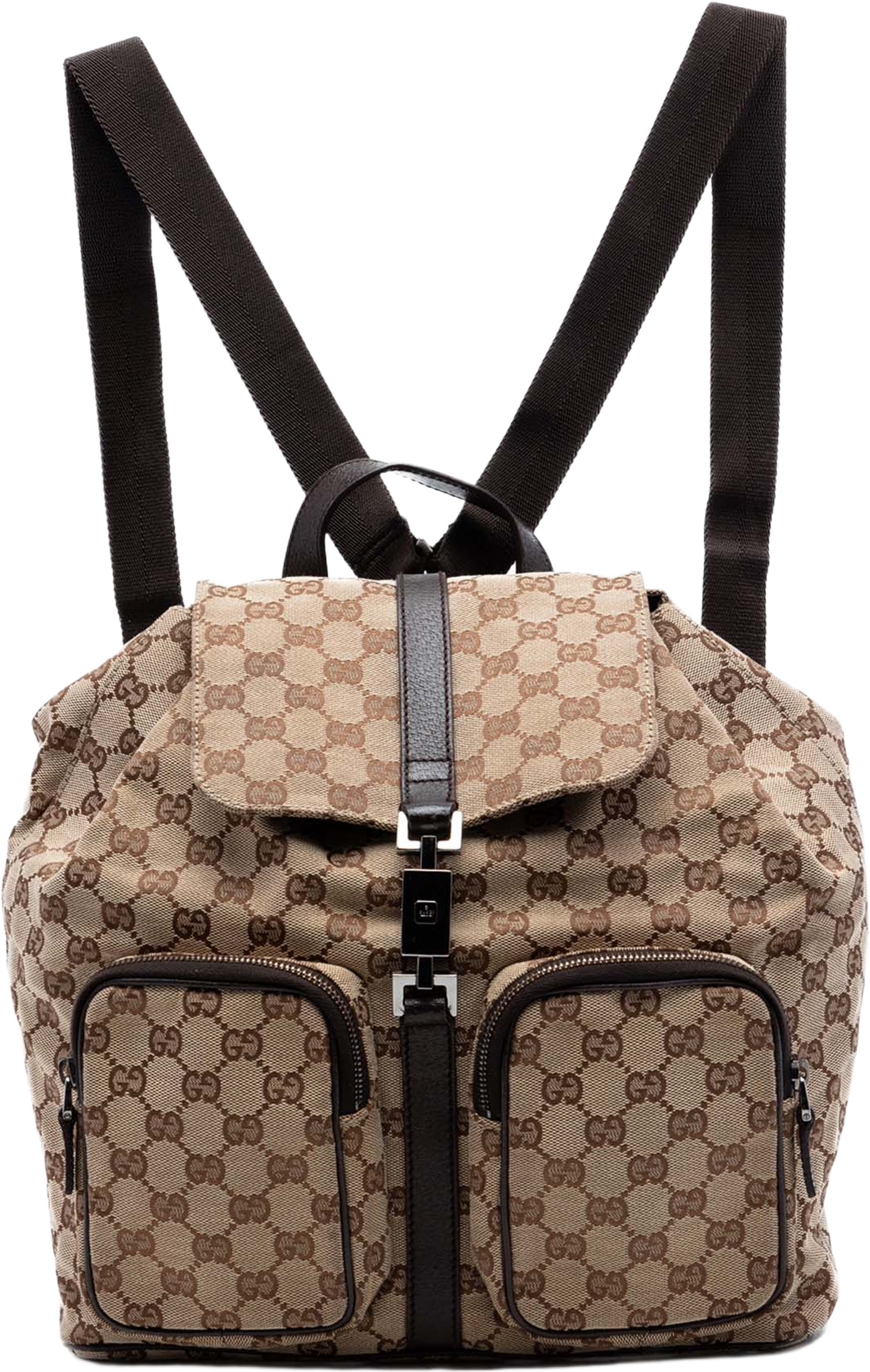 Gucci Gg Canvas Jackie Backpack, från Luxclusif, i färgen beige. Klicka för att öppna bilden i stort format