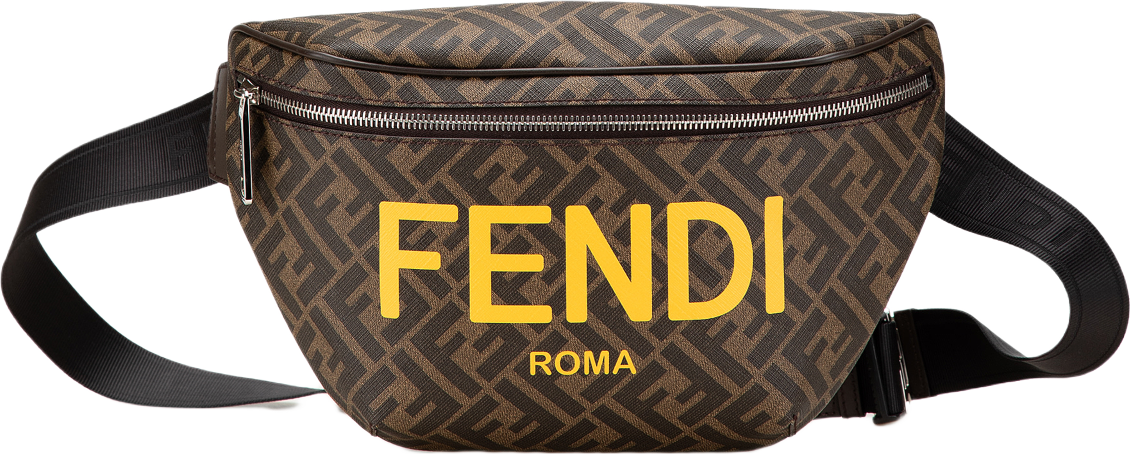 Fendi Shiny Glazed Fabric Vitello Cover Ff 1974 Logo Belt Bag