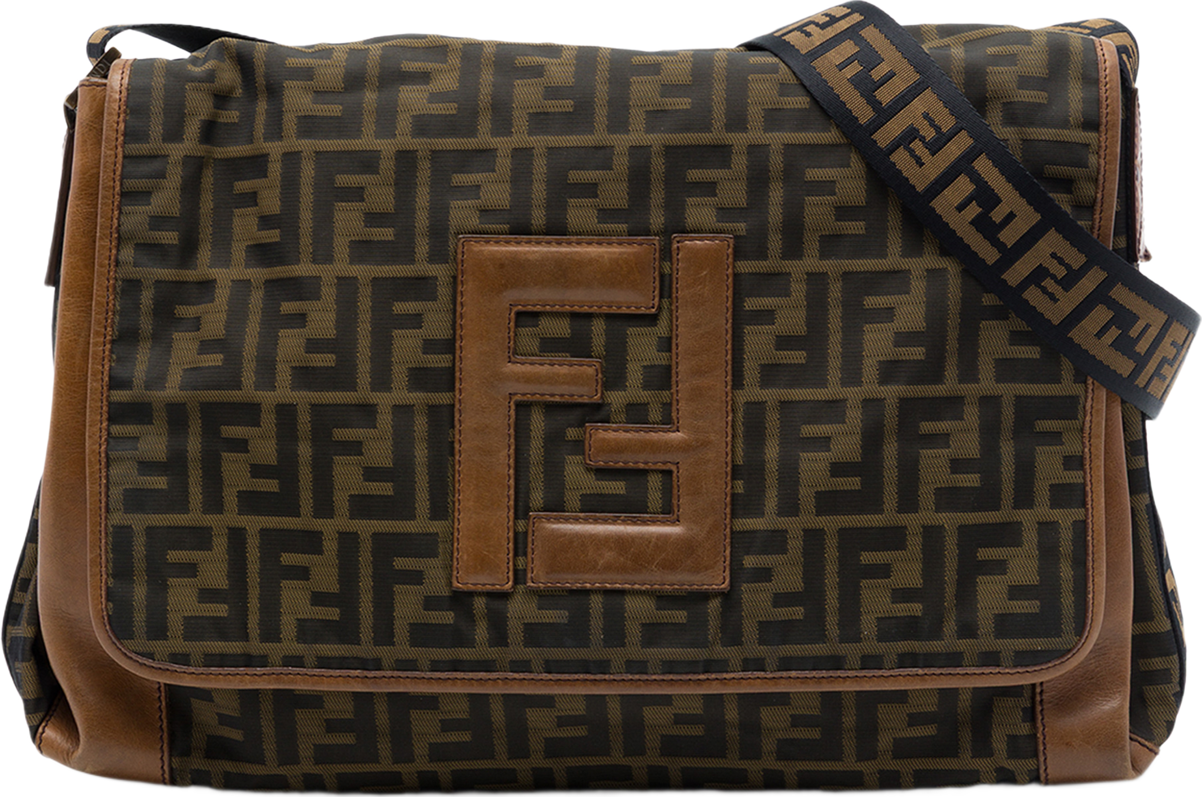 Fendi Zucca Canvas Ff Messenger Bag, från Luxclusif, i färgen brun. Klicka för att öppna bilden i stort format