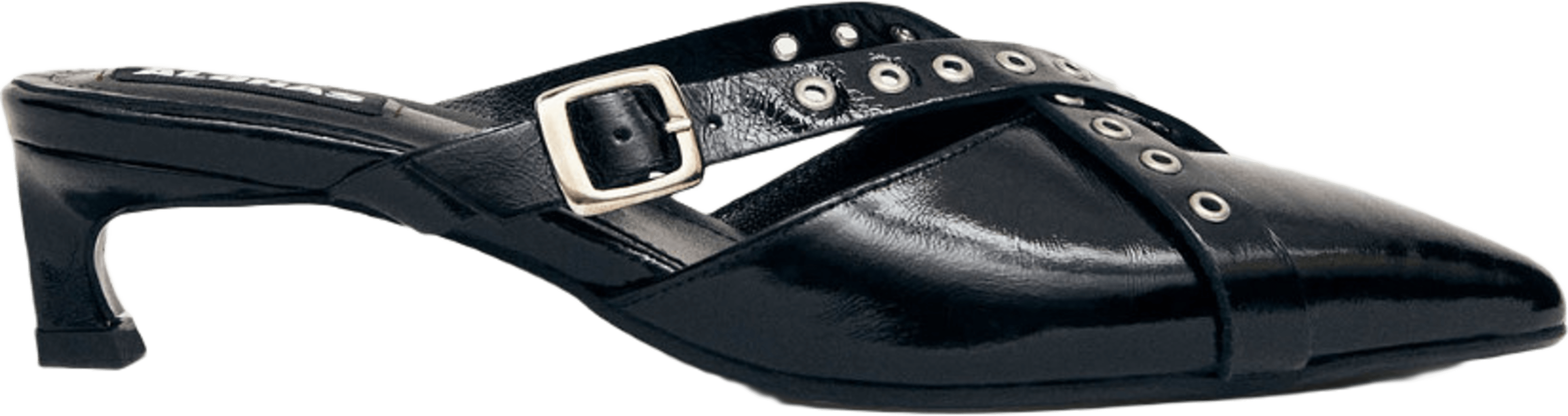 Zyra Onix Black Leather Mules
