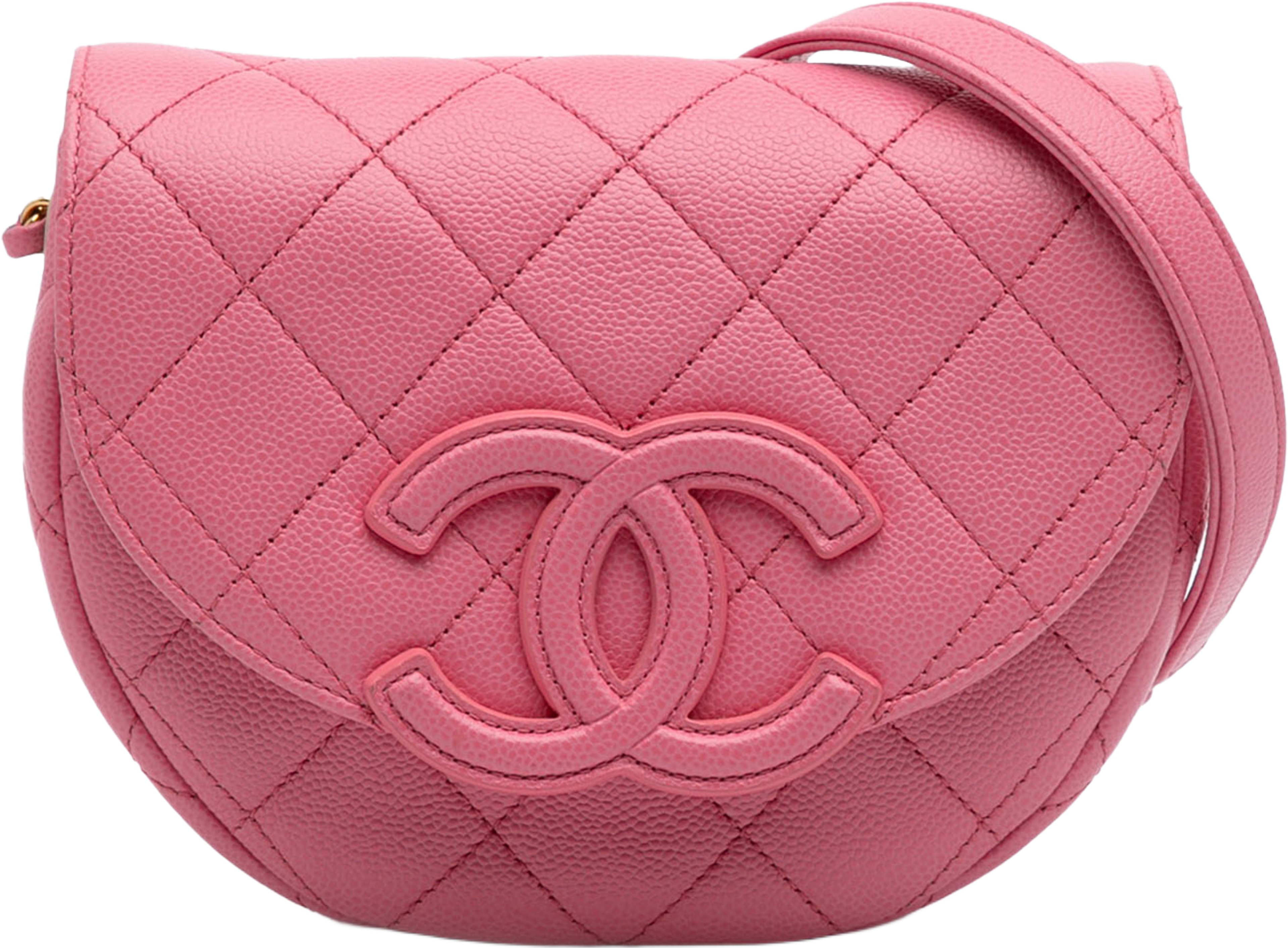 Chanel Mini Cc Quilted Caviar Messenger Flap, från Luxclusif, i färgen pink. Klicka för att öppna bilden i stort format