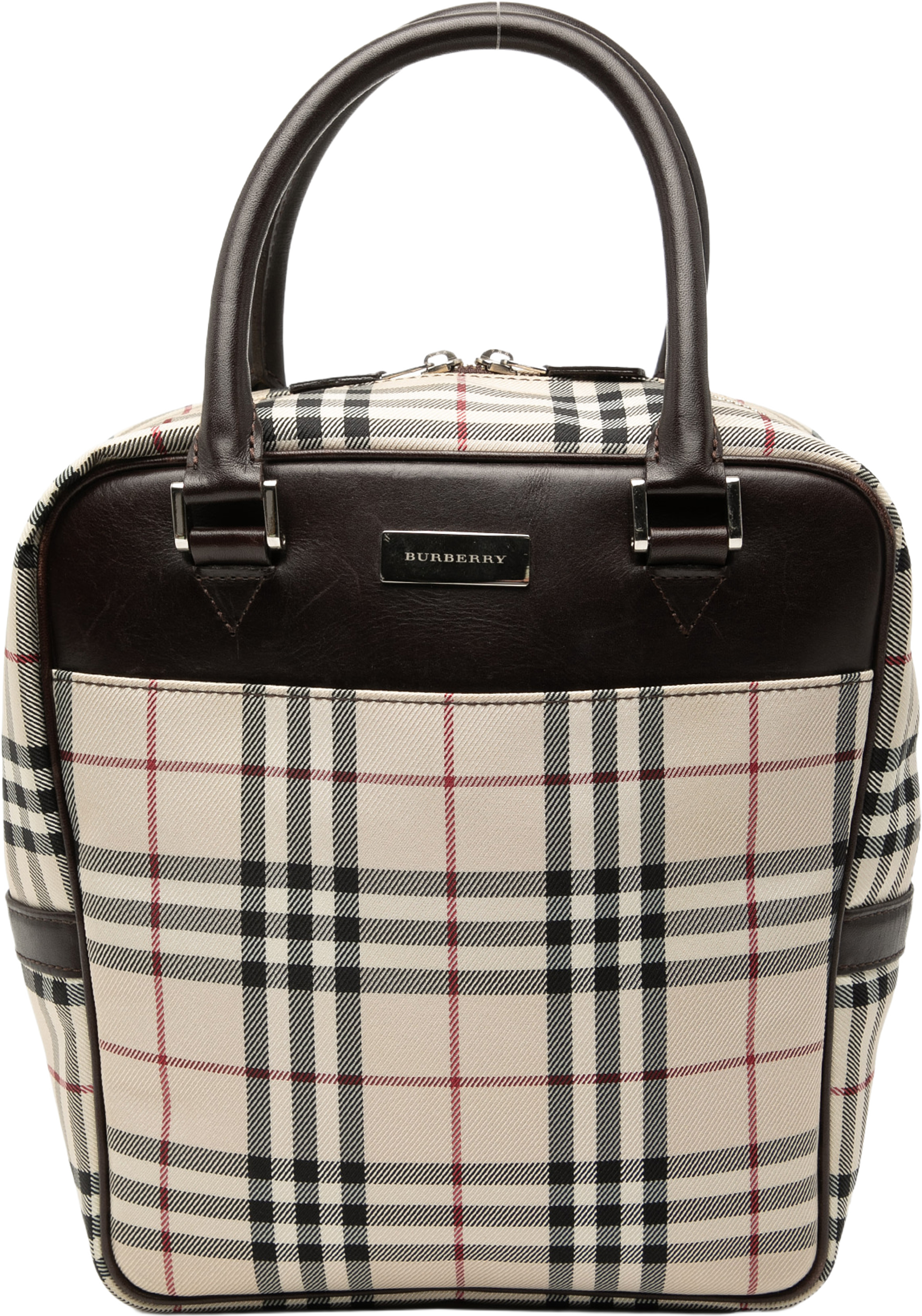 Burberry House Check Canvas Handbag, från Luxclusif, i färgen beige. Klicka för att öppna bilden i stort format