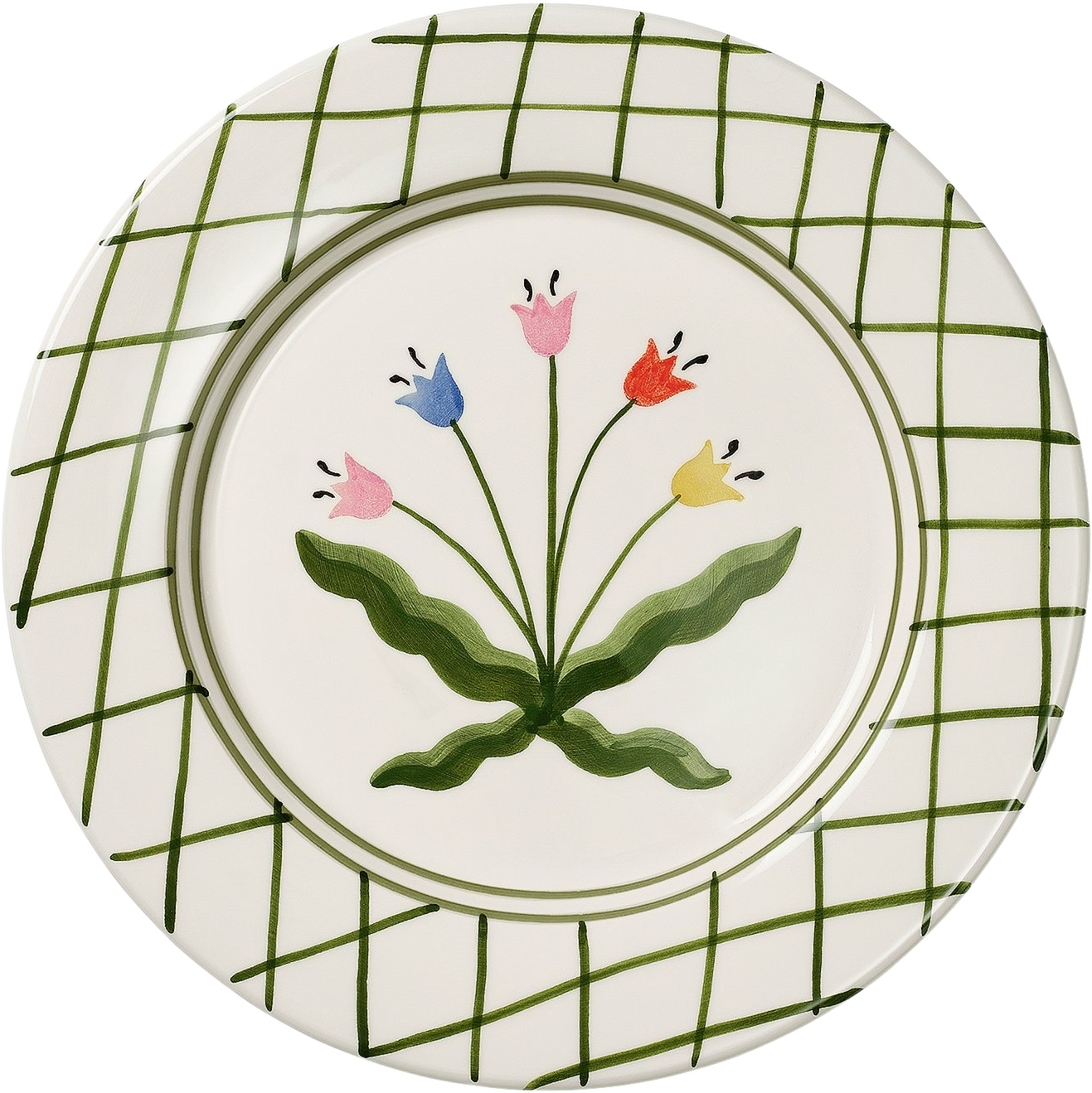 Madelen Möllard Tulip Tallrik - 28x28 Cm, från Pick A Poppy, i färgen green. Klicka för att öppna bilden i stort format