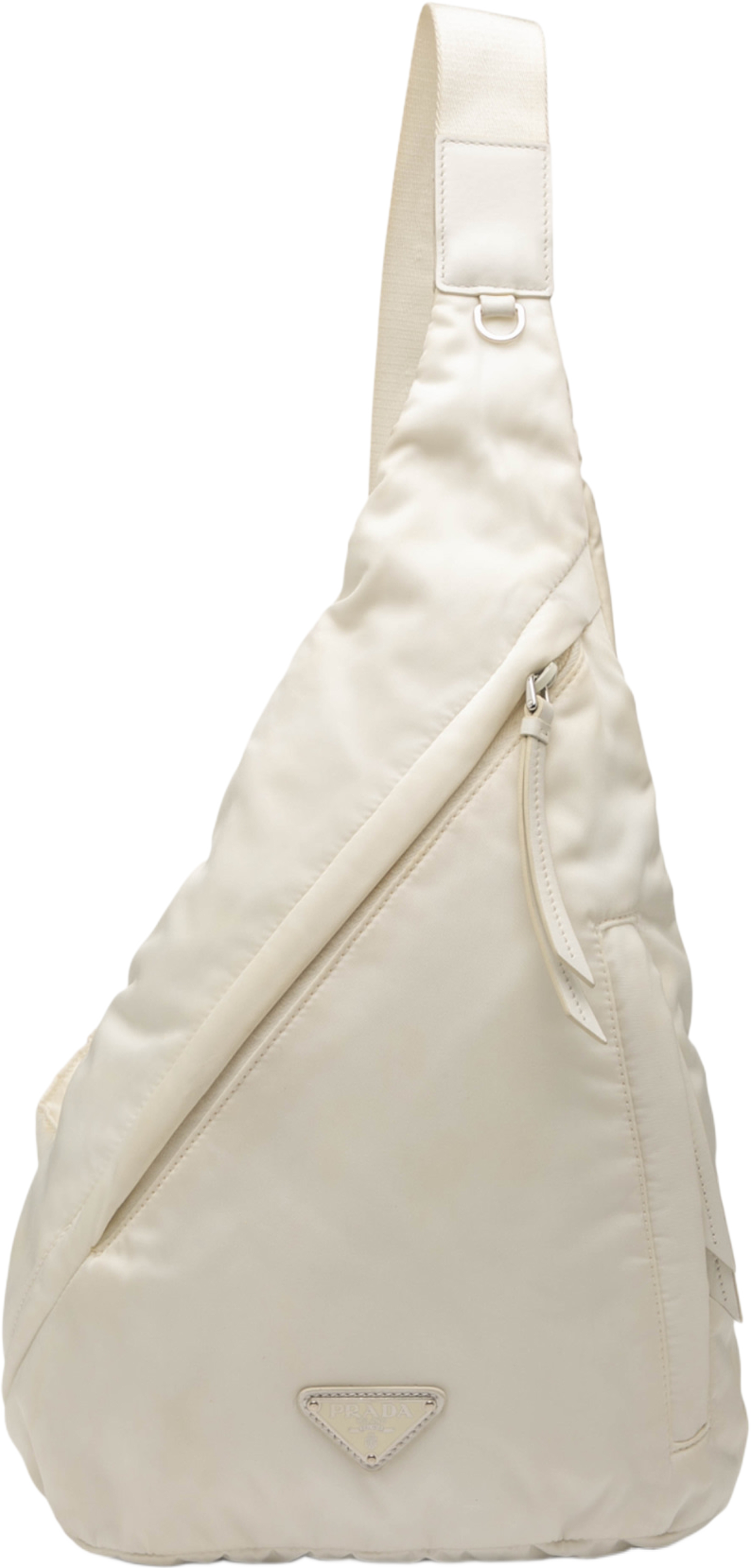 Prada Re Nylon Sling Bag, från Luxclusif, i färgen ivory. Klicka för att öppna bilden i stort format