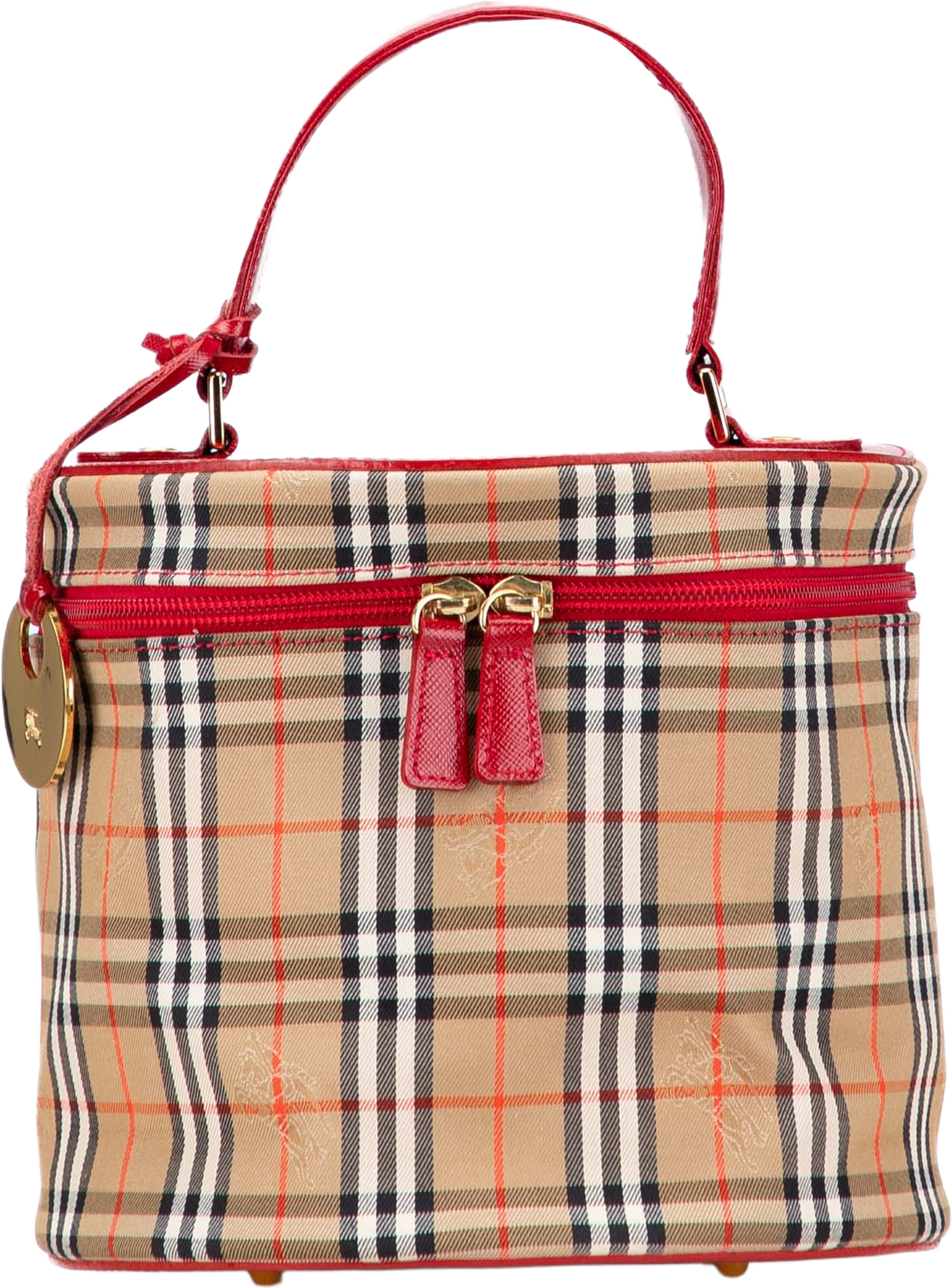Burberry Haymarket Check Canvas Vanity Bag, från Luxclusif, i färgen beige. Klicka för att öppna bilden i stort format