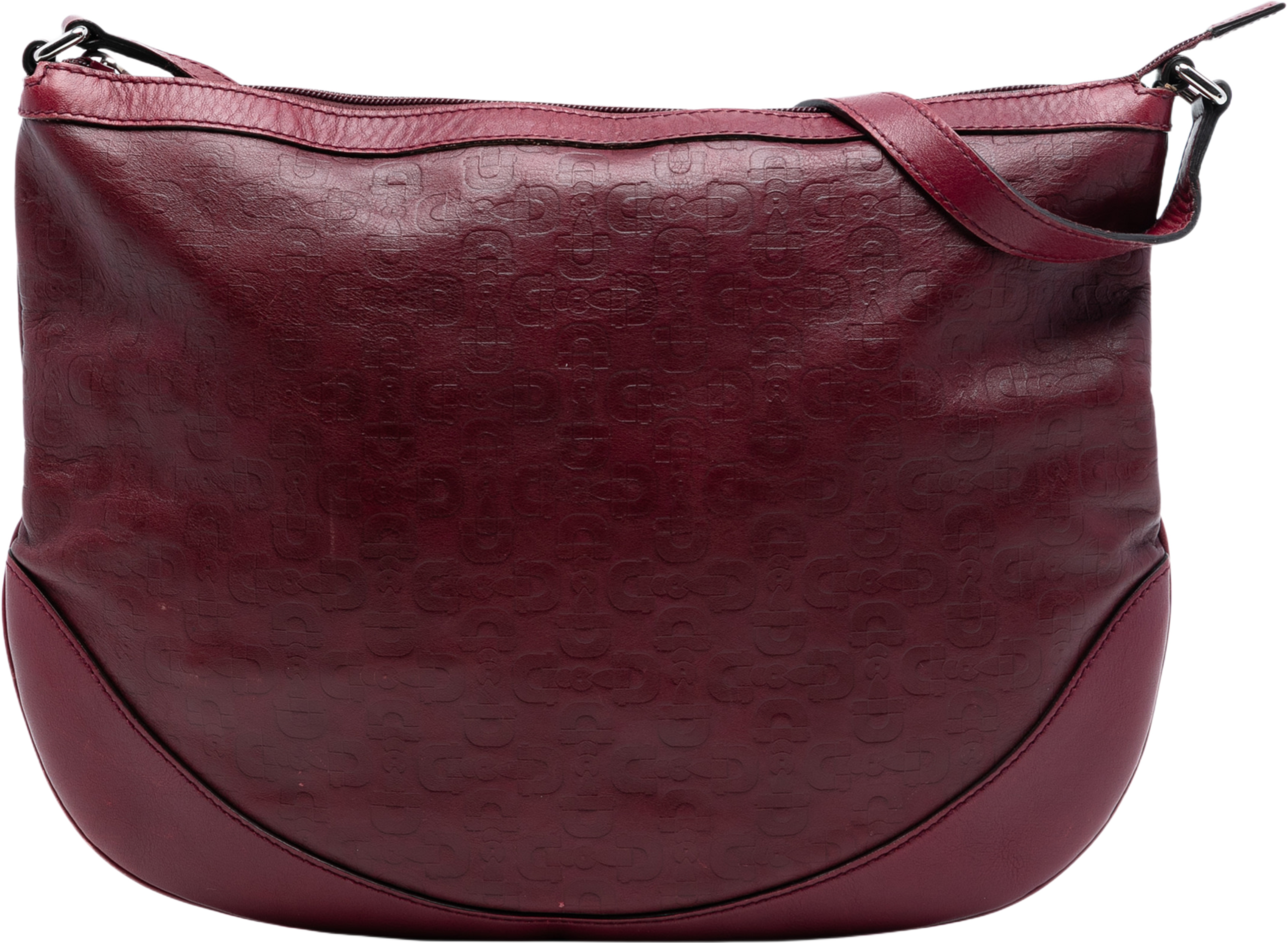 Gucci Embossed Leather Horsebit Crossbody, från Luxclusif, i färgen burgundy. Klicka för att öppna bilden i stort format