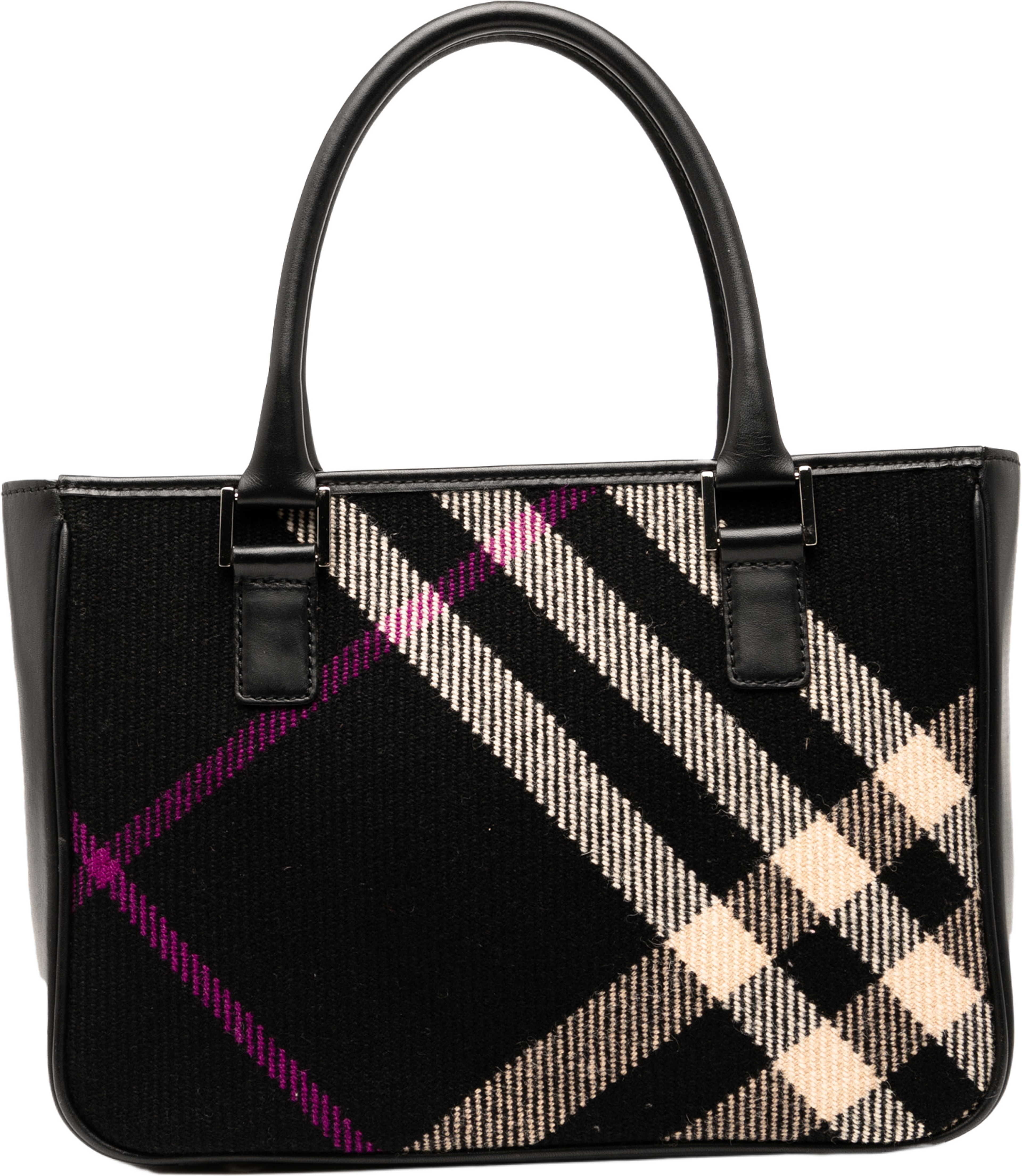 Burberry Supernova Check Wool Handbag, från Luxclusif, i färgen black. Klicka för att öppna bilden i stort format