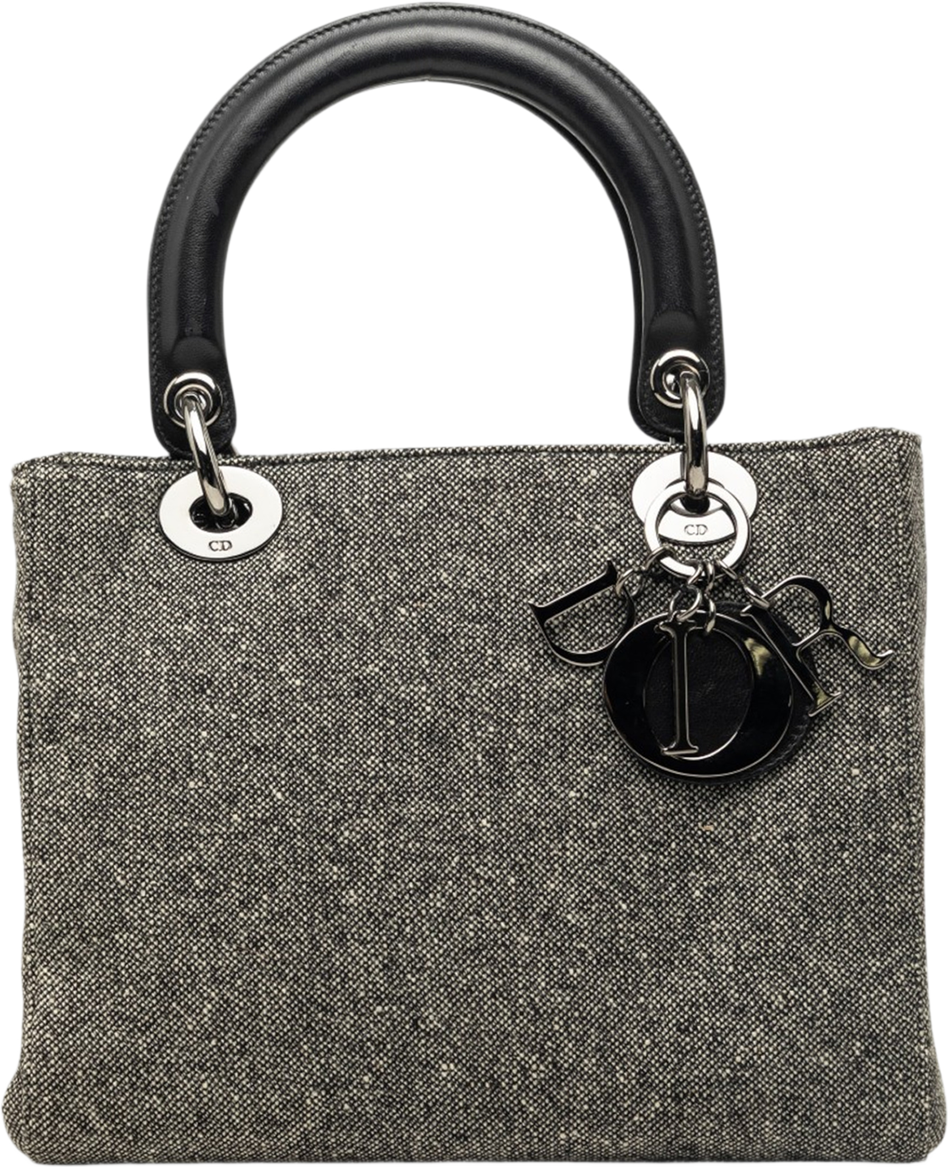 Dior Medium Tweed Lady Dior, från Luxclusif, i färgen grå. Klicka för att öppna bilden i stort format