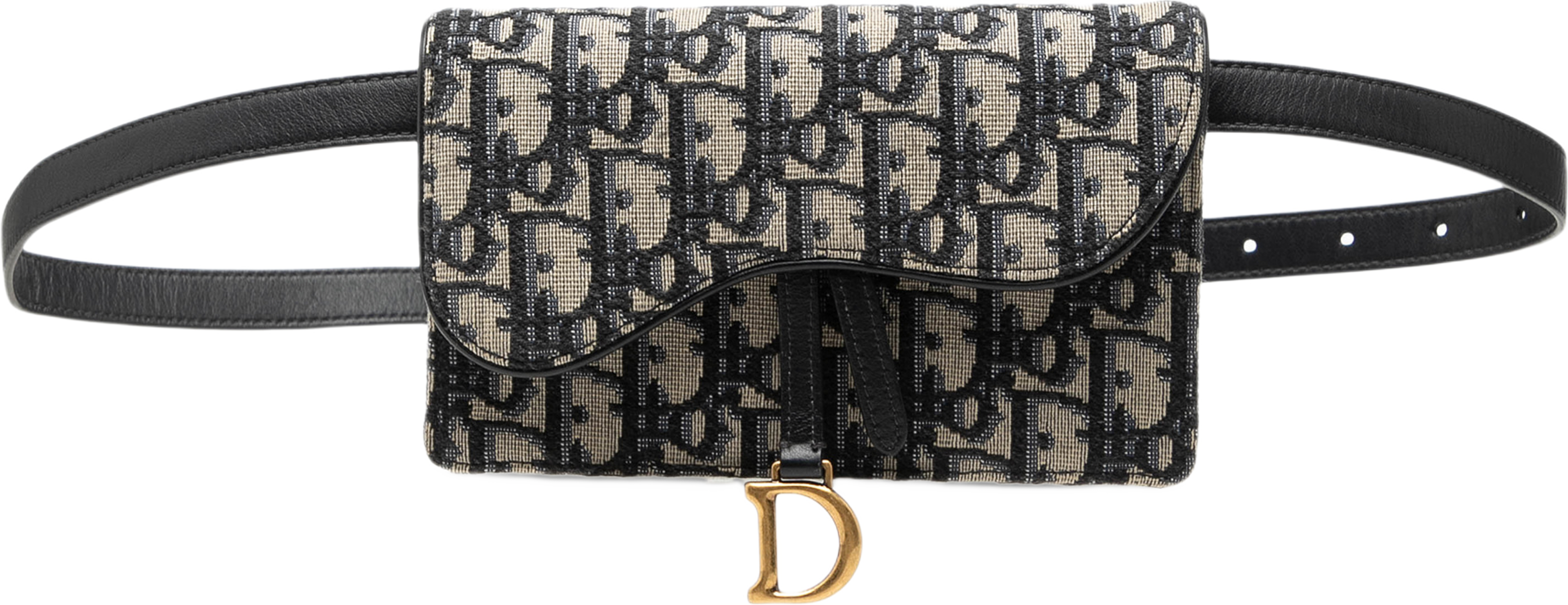 Dior Oblique Canvas Saddle Belt Bag, från Luxclusif, i färgen blå. Klicka för att öppna bilden i stort format