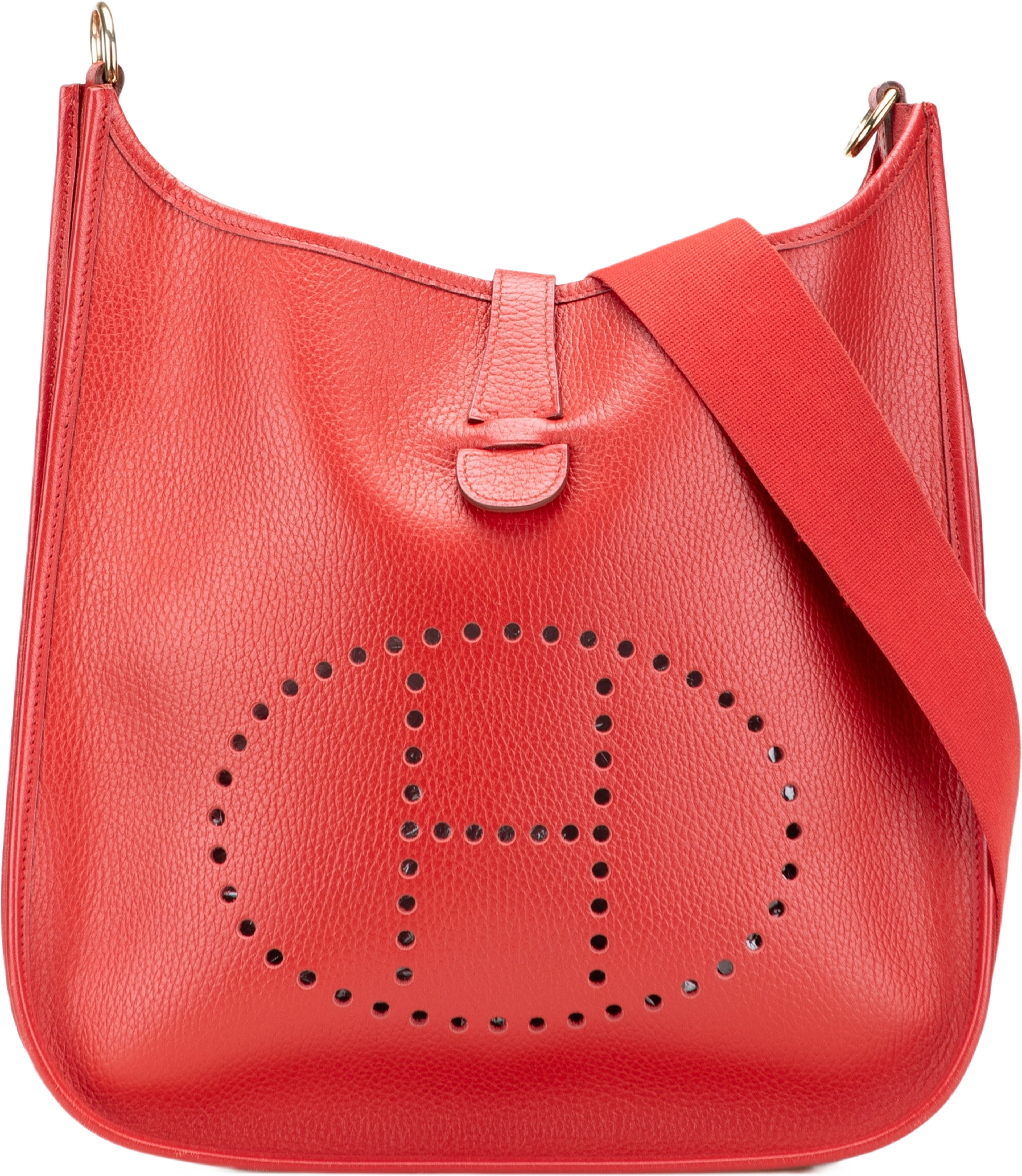 Hermès Clemence Evelyne I 33, från Luxclusif, i färgen red. Klicka för att öppna bilden i stort format